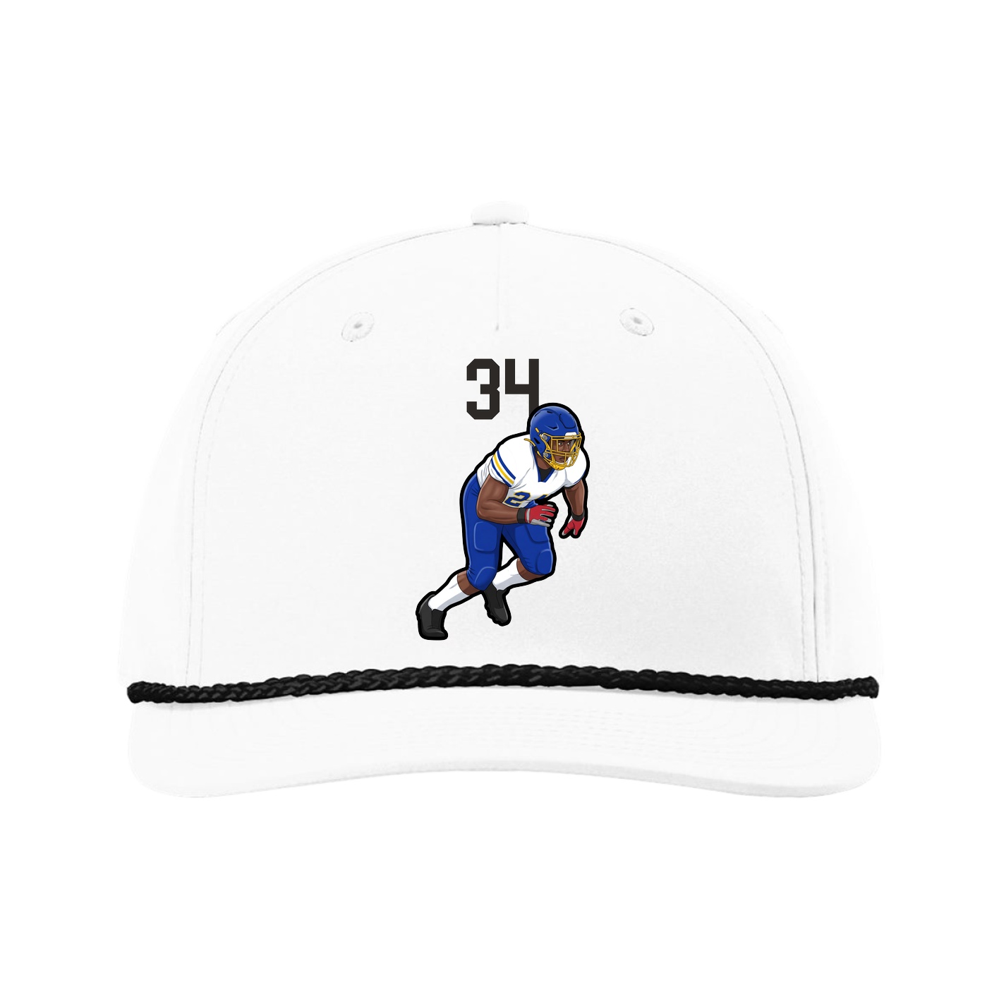 Five-Panel Classic Rope Cap — Number Top in White