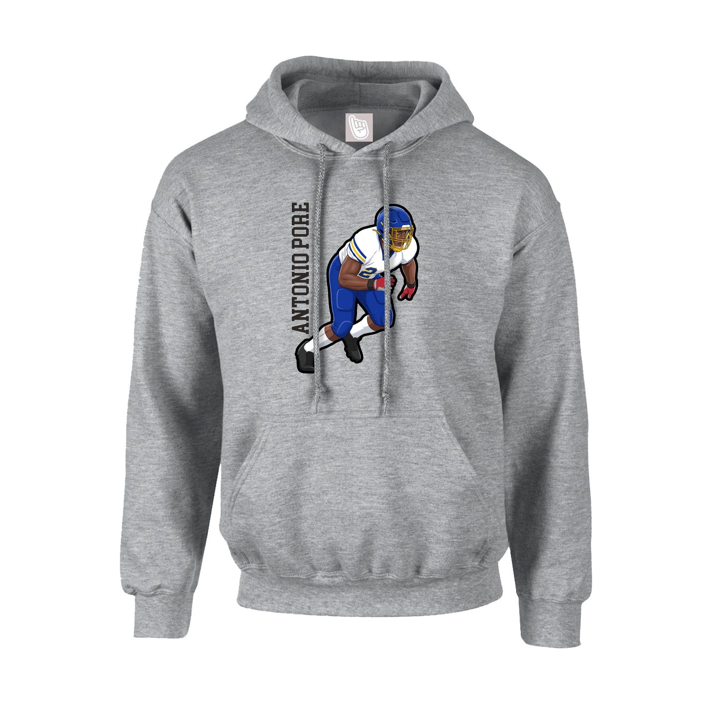Hoodie — Name Vertical in Grey
