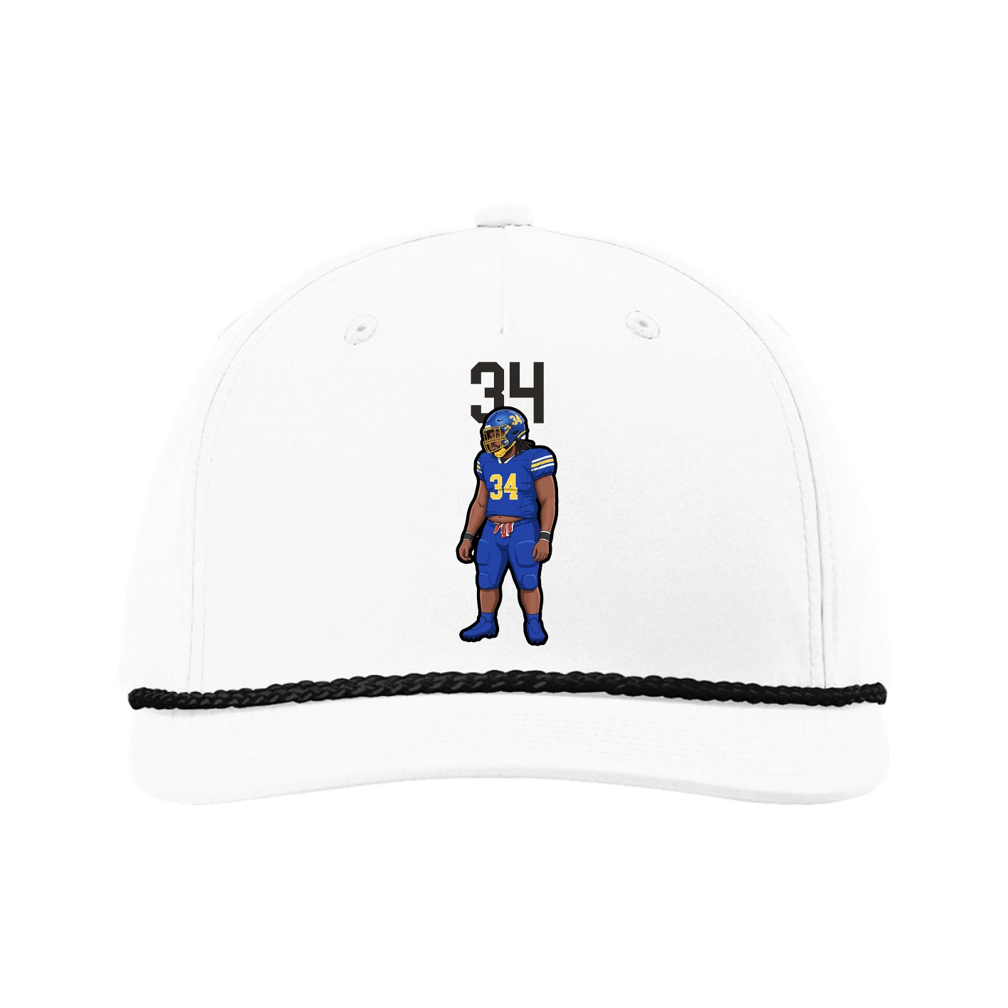 Five-Panel Classic Rope Cap — Number Top in White