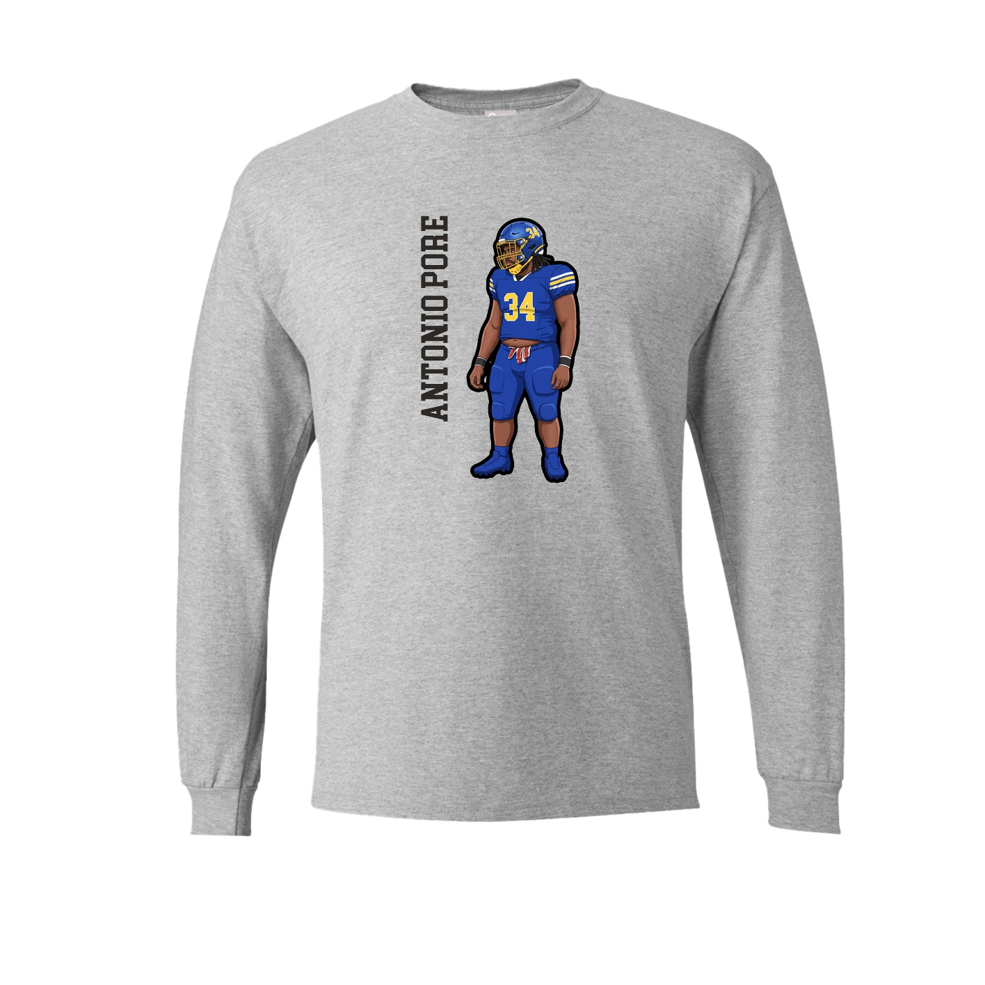 Long Sleeve Tee — Name Vertical in Grey