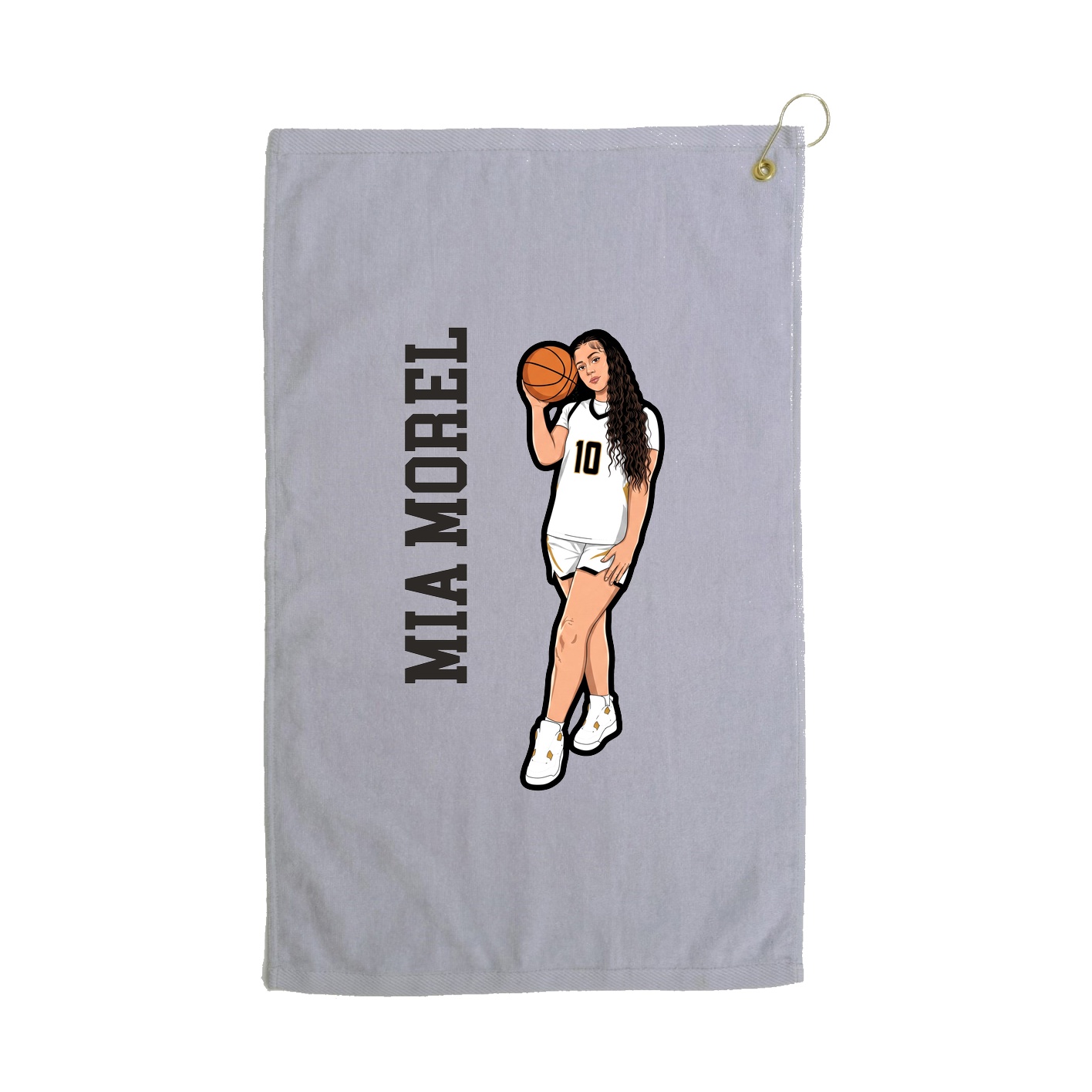 Golf Towel — Name Vertical in Grey