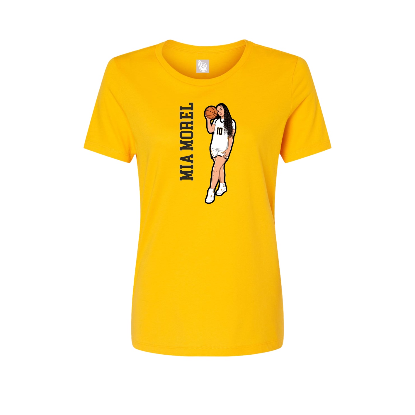 Womens Tee — Name Vertical in Gold