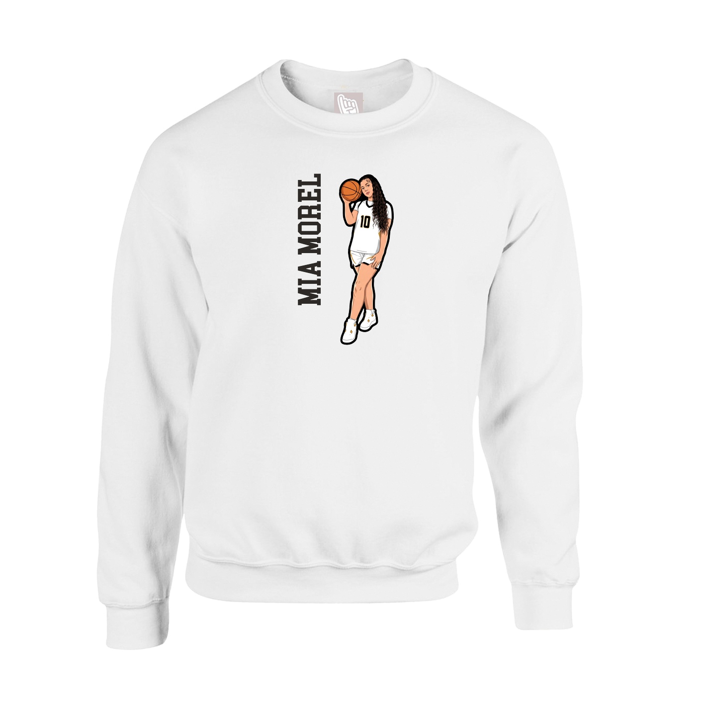 Fleece Crew — Name Vertical in White