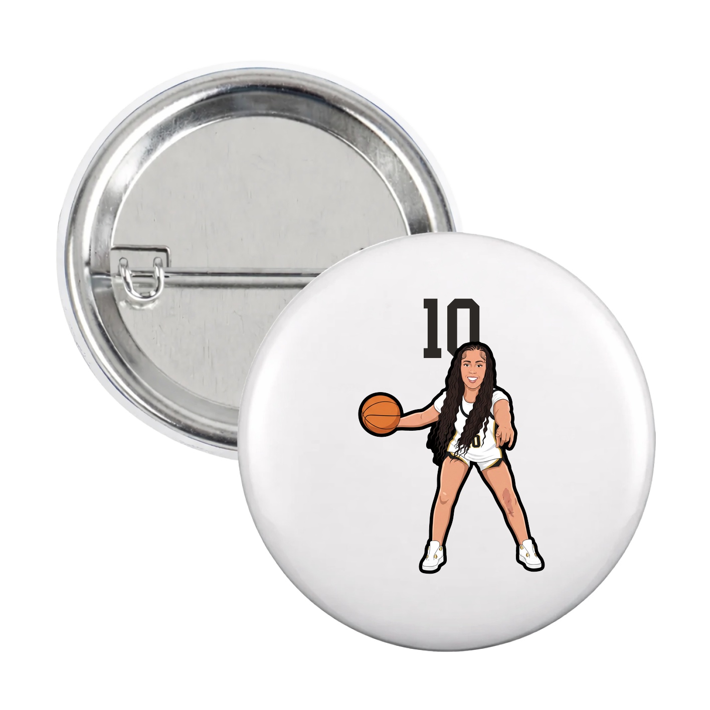 Game Day Button — Number Top in White