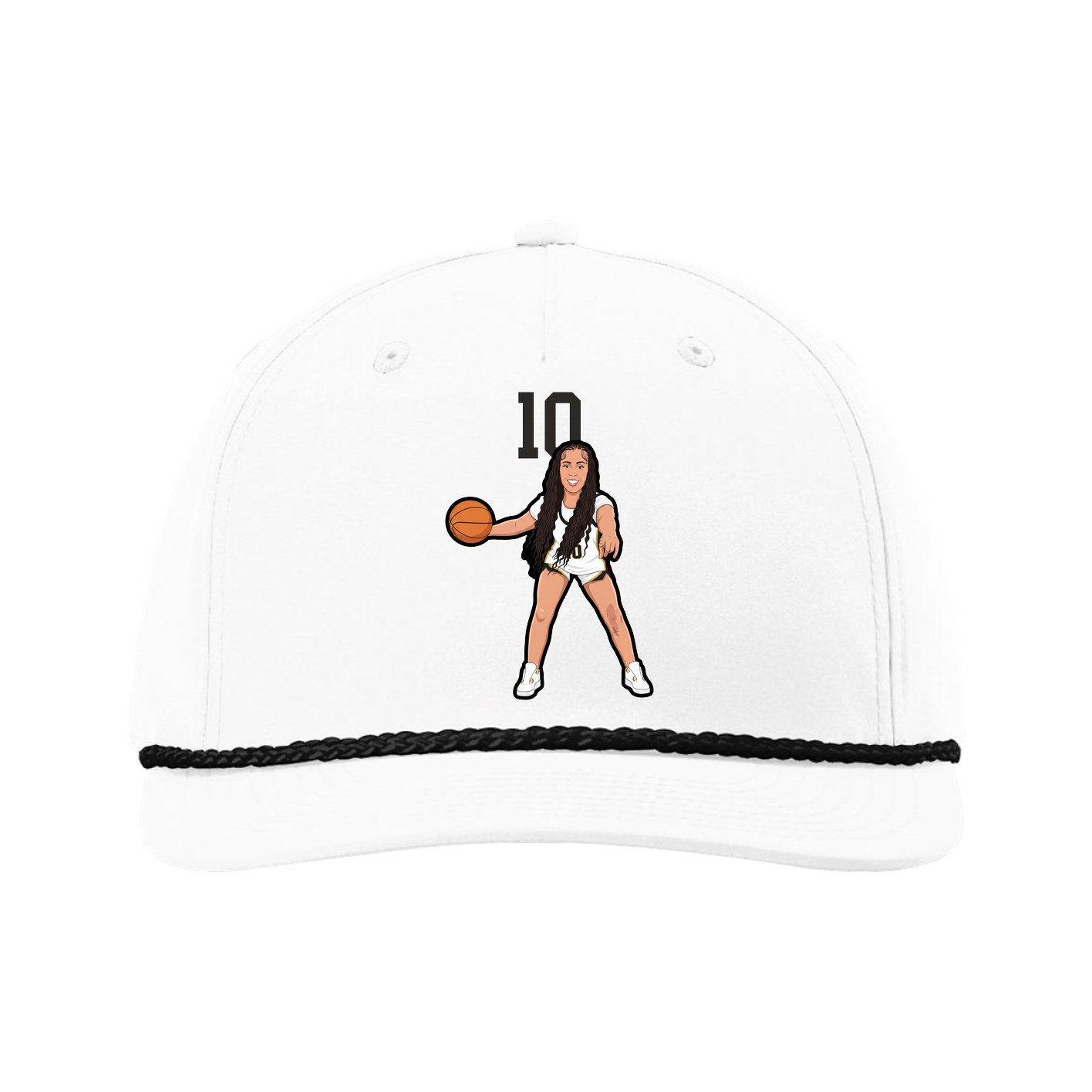 Five-Panel Classic Rope Cap — Number Top in White