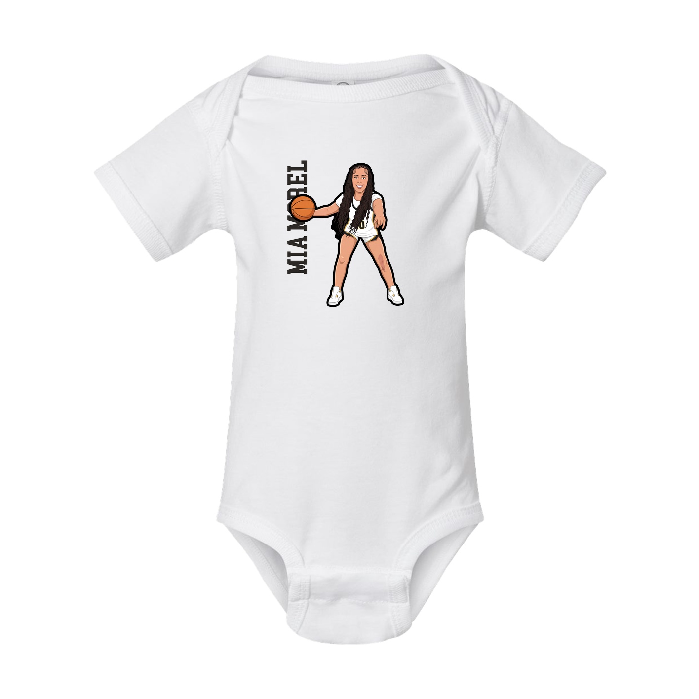 Baby Onesie — Name Vertical in White