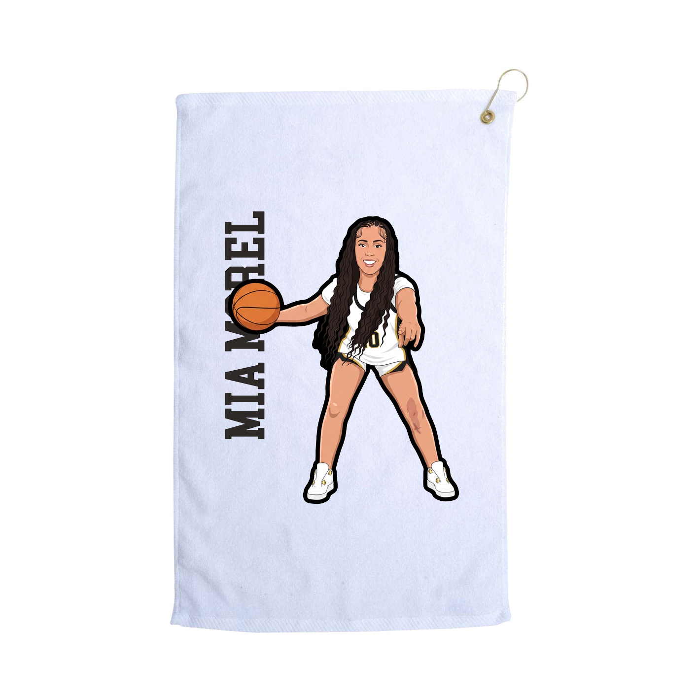 Golf Towel — Name Vertical in White