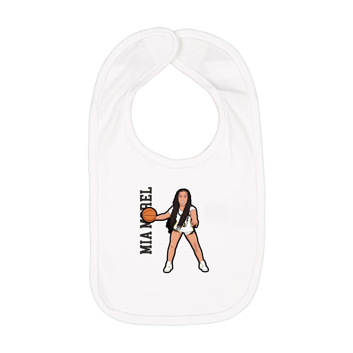 Infant Bib — Name Vertical in White