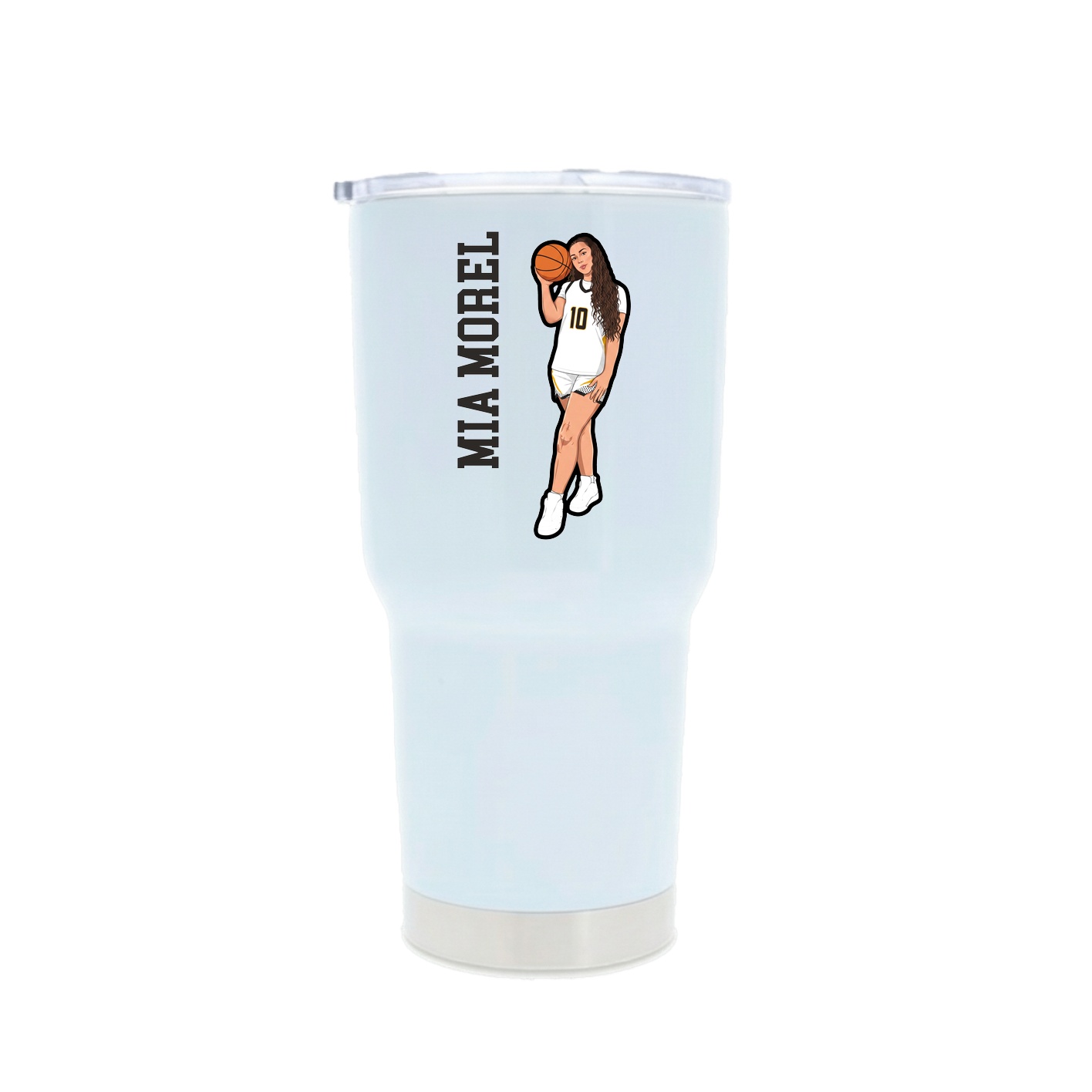 30oz Stainless Steel Tumbler — Name Vertical in White