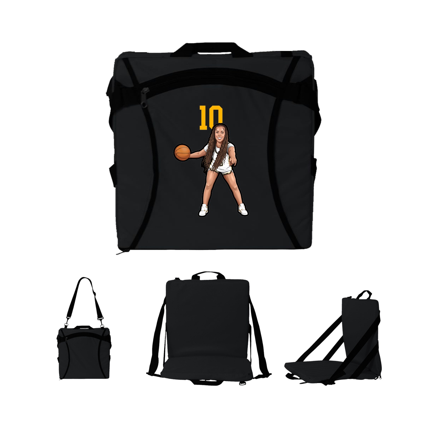 Folding Stadium Seat — Number Top in Black