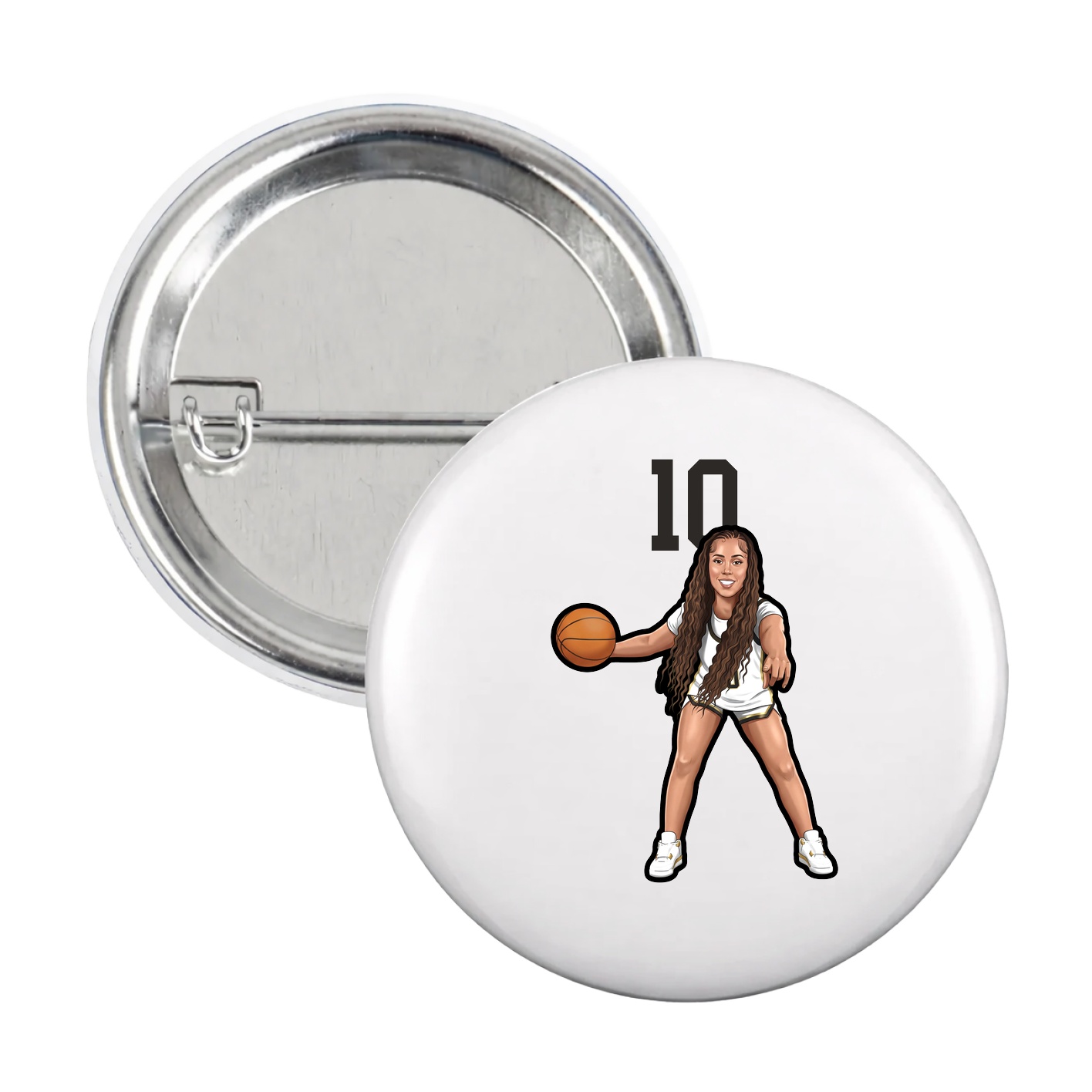 Game Day Button — Number Top in White