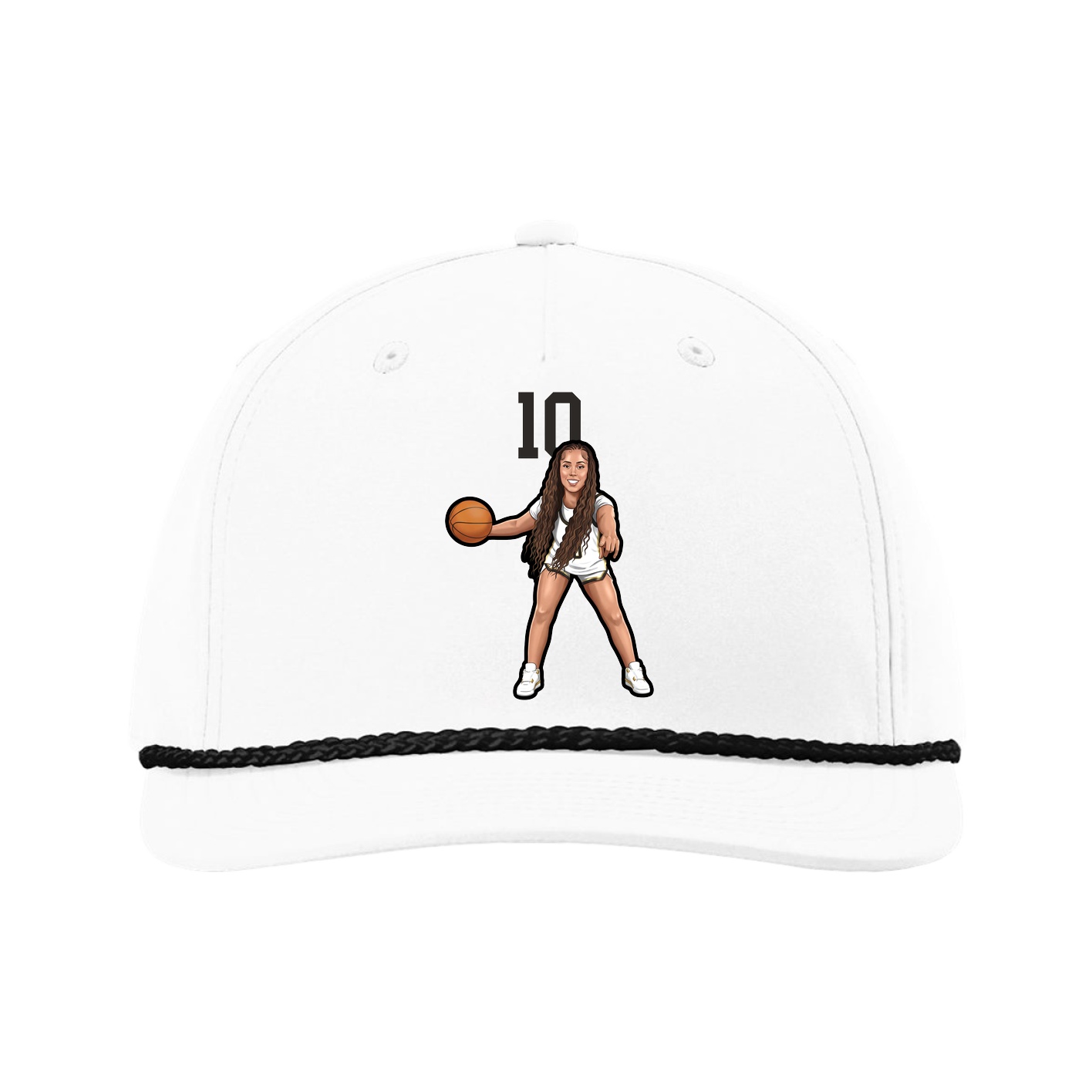 Five-Panel Classic Rope Cap — Number Top in White