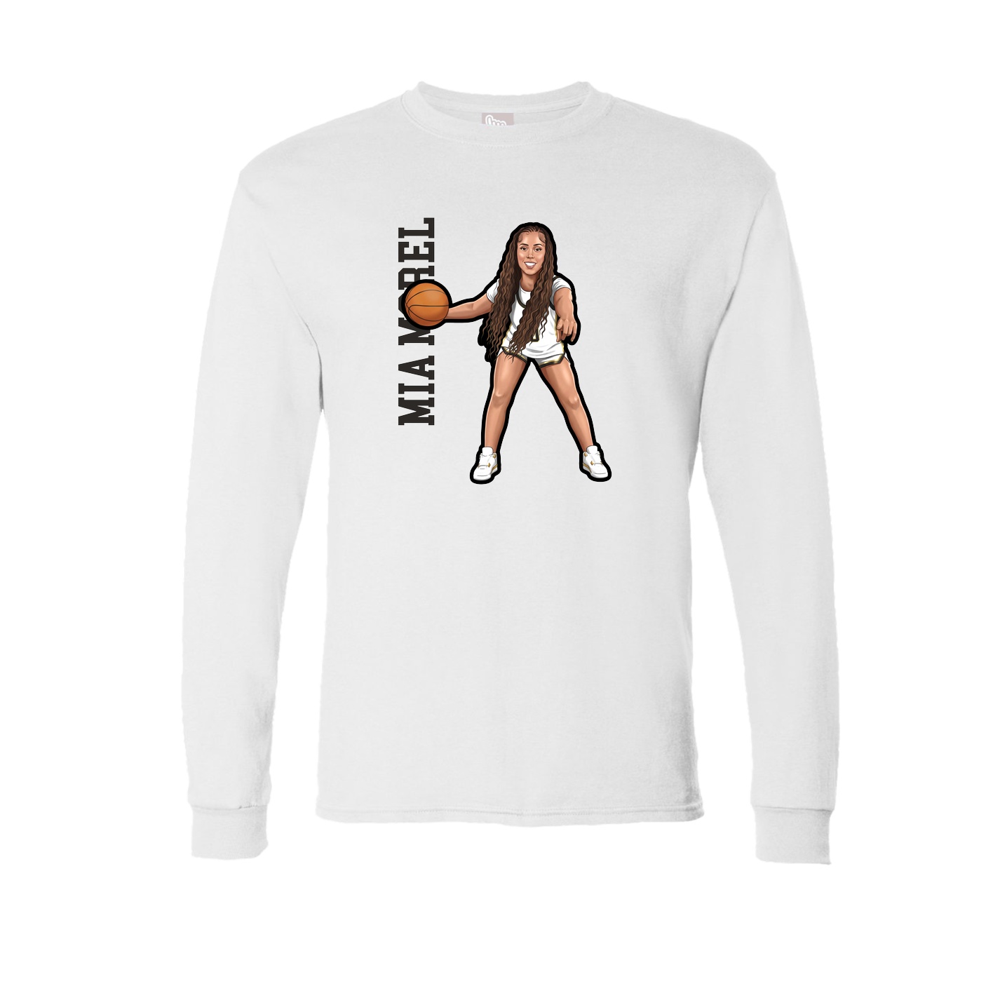 Long Sleeve Tee — Name Vertical in White