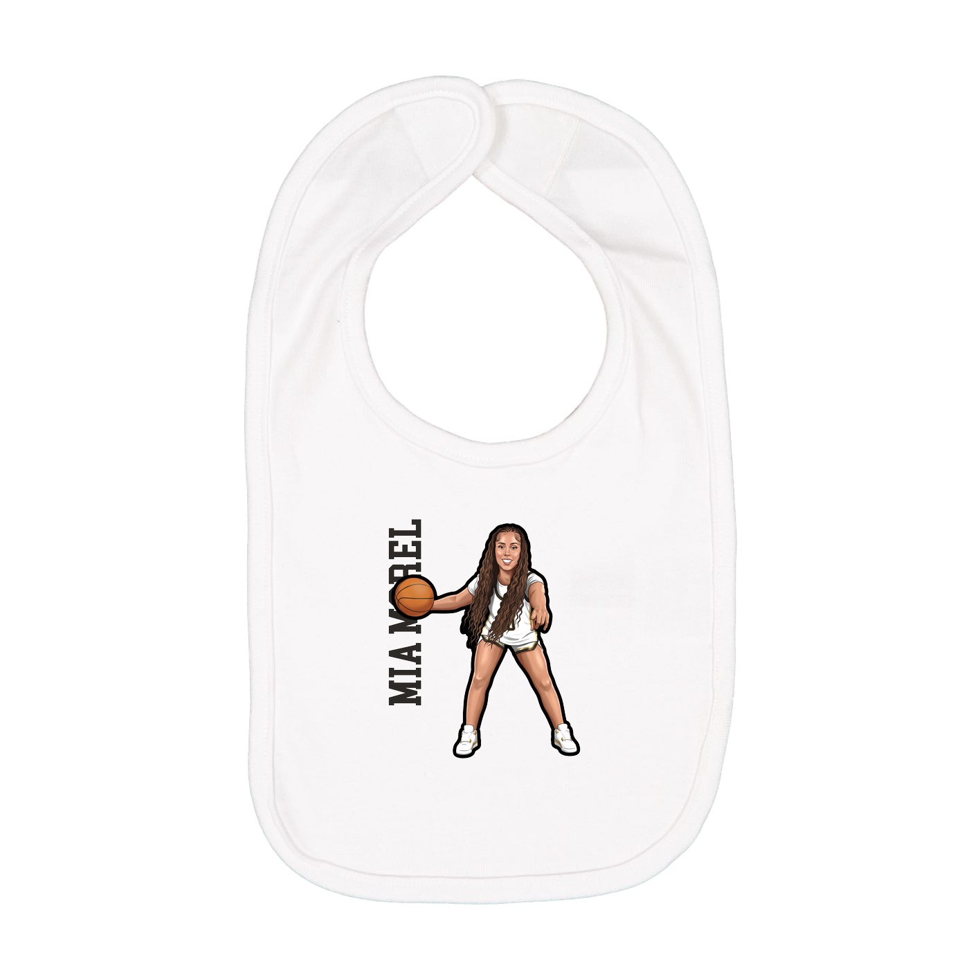 Infant Bib — Name Vertical in White