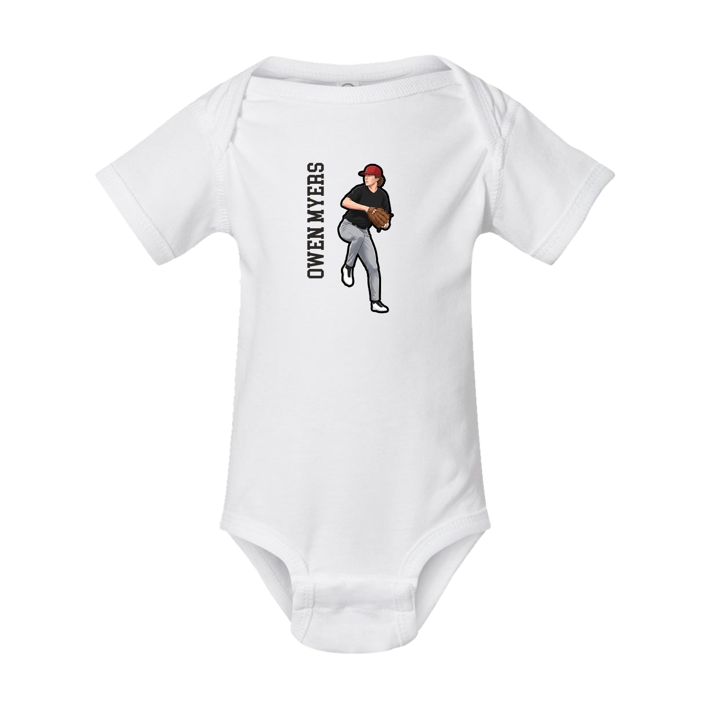 Baby Onesie — Name Vertical in White
