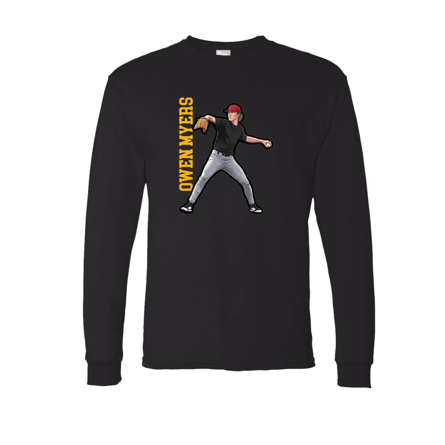 Long Sleeve Tee — Name Vertical in Black
