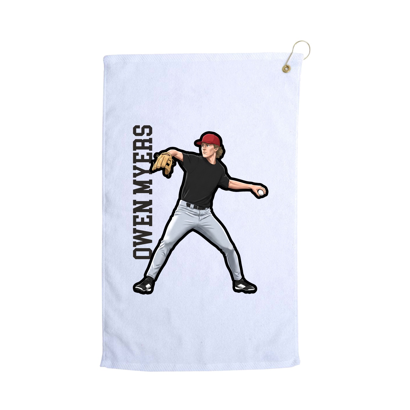 Golf Towel — Name Vertical in White