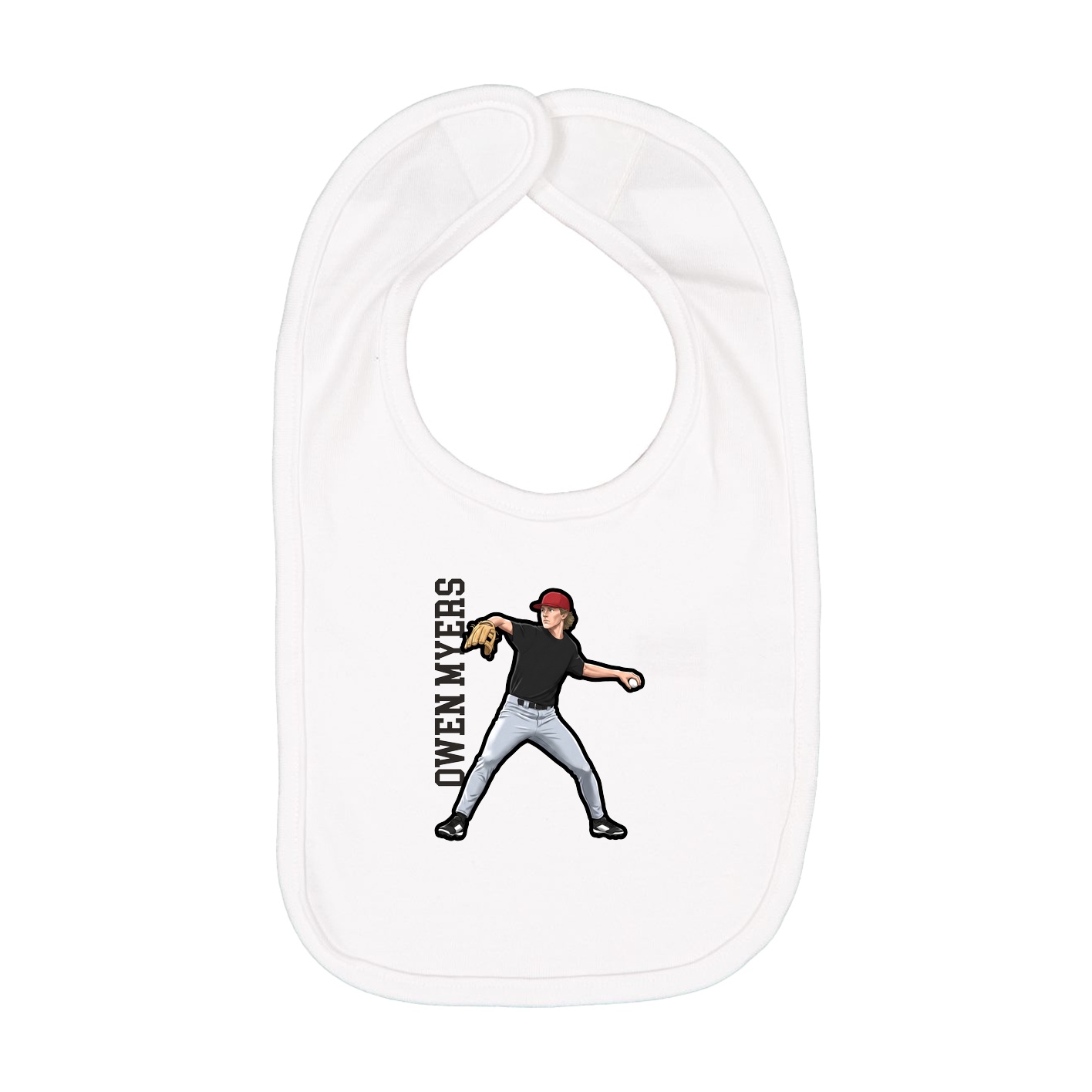 Infant Bib — Name Vertical in White