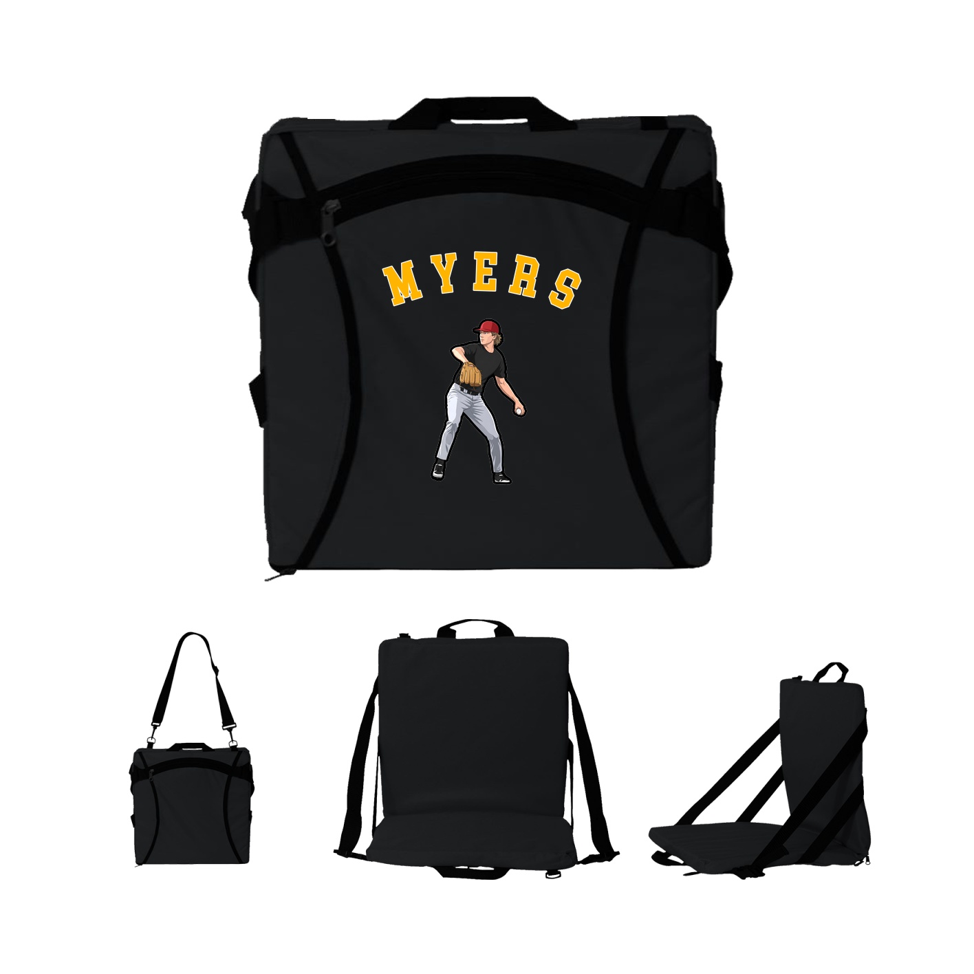 Folding Stadium Seat — Shirsey Arch in Black