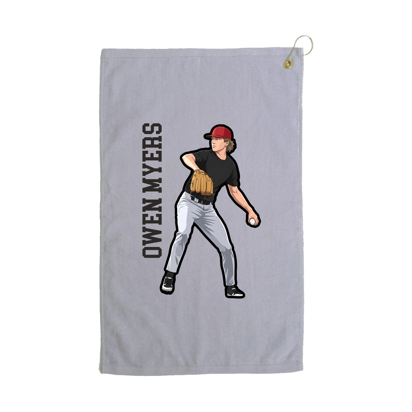 Golf Towel — Name Vertical in Grey