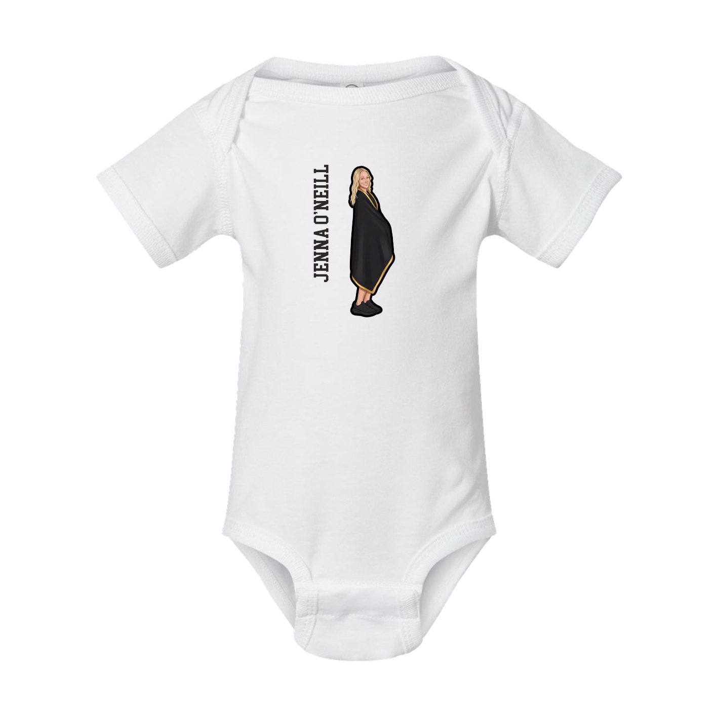 Baby Onesie — Name Vertical in White