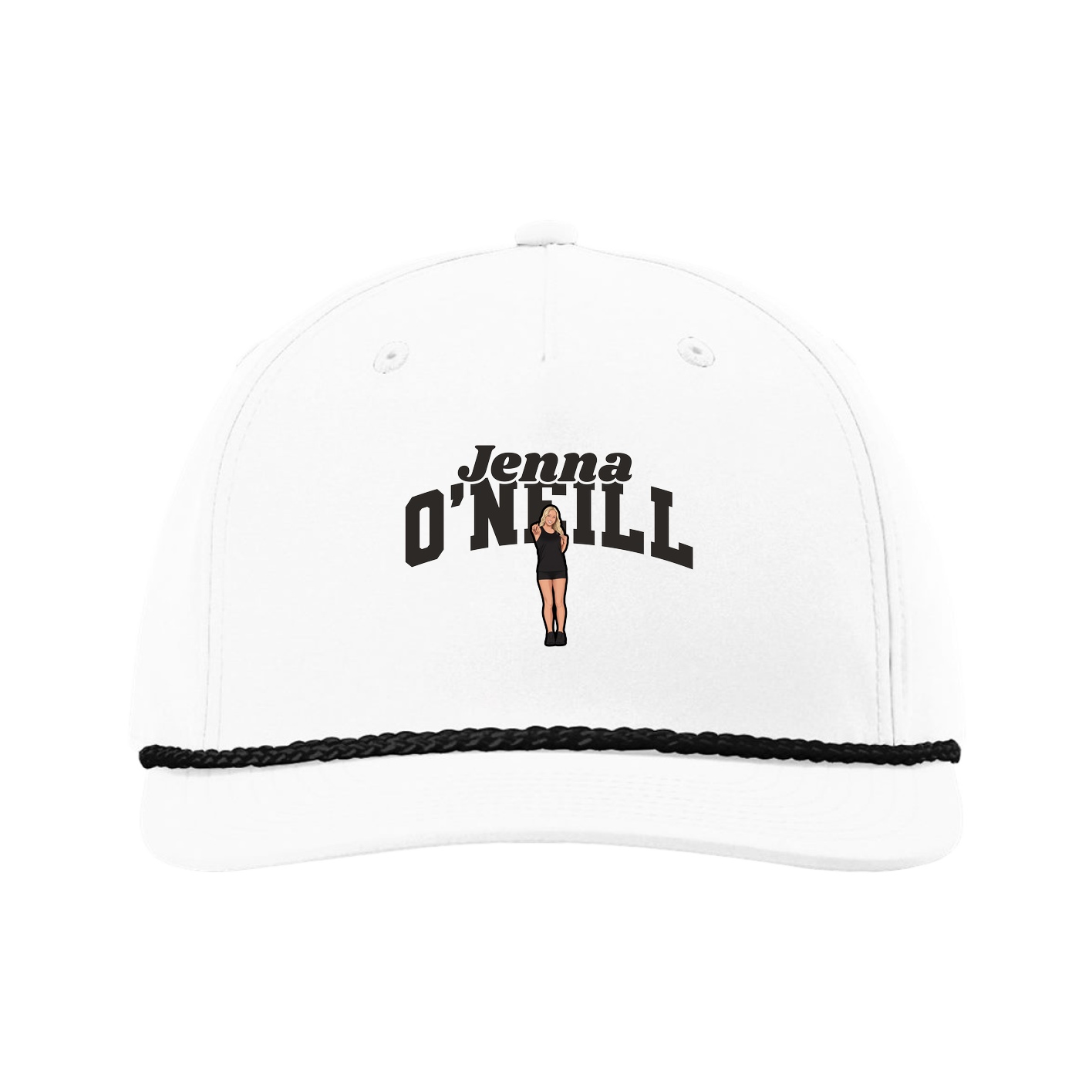 Five-Panel Classic Rope Cap — Signature Arch in White