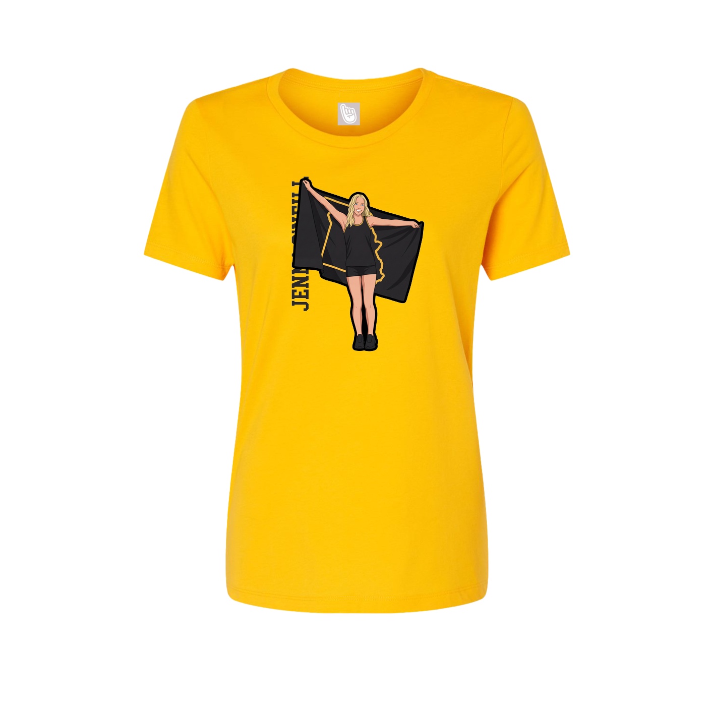 Fitted Women's Tee — Name Vertical in Gold