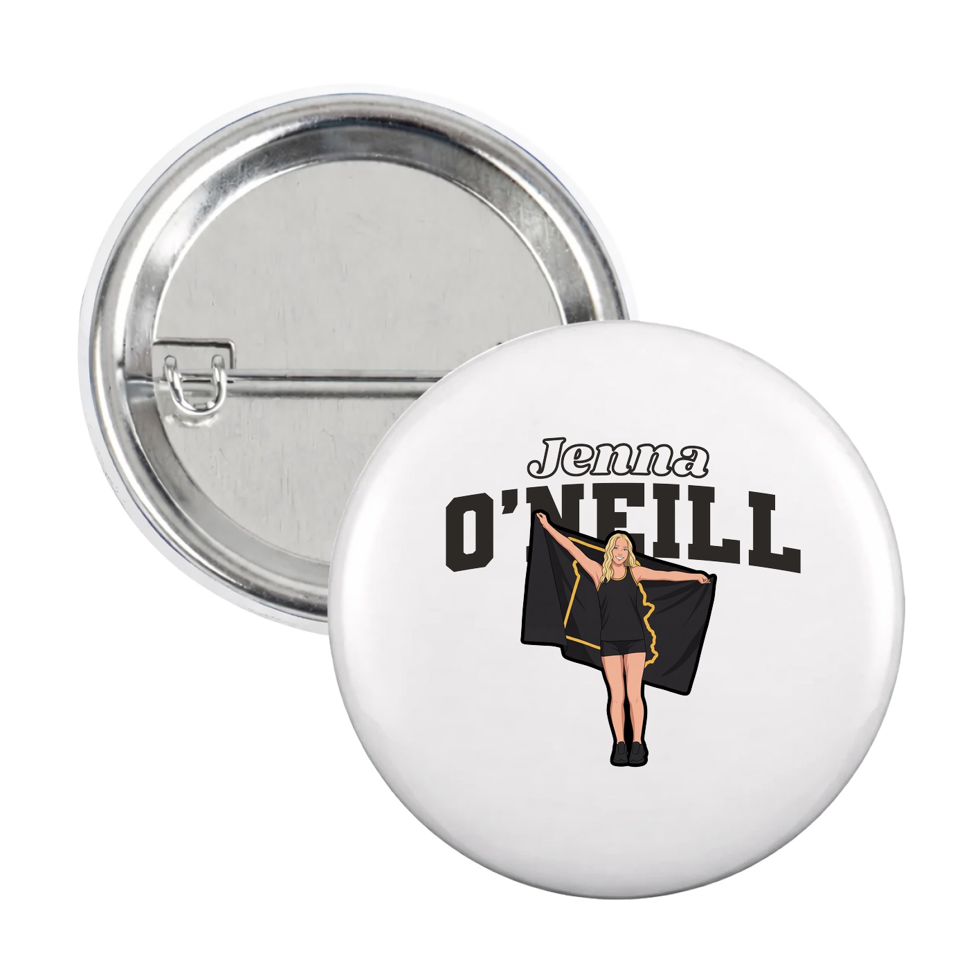 Game Day Button — Name Arch in White