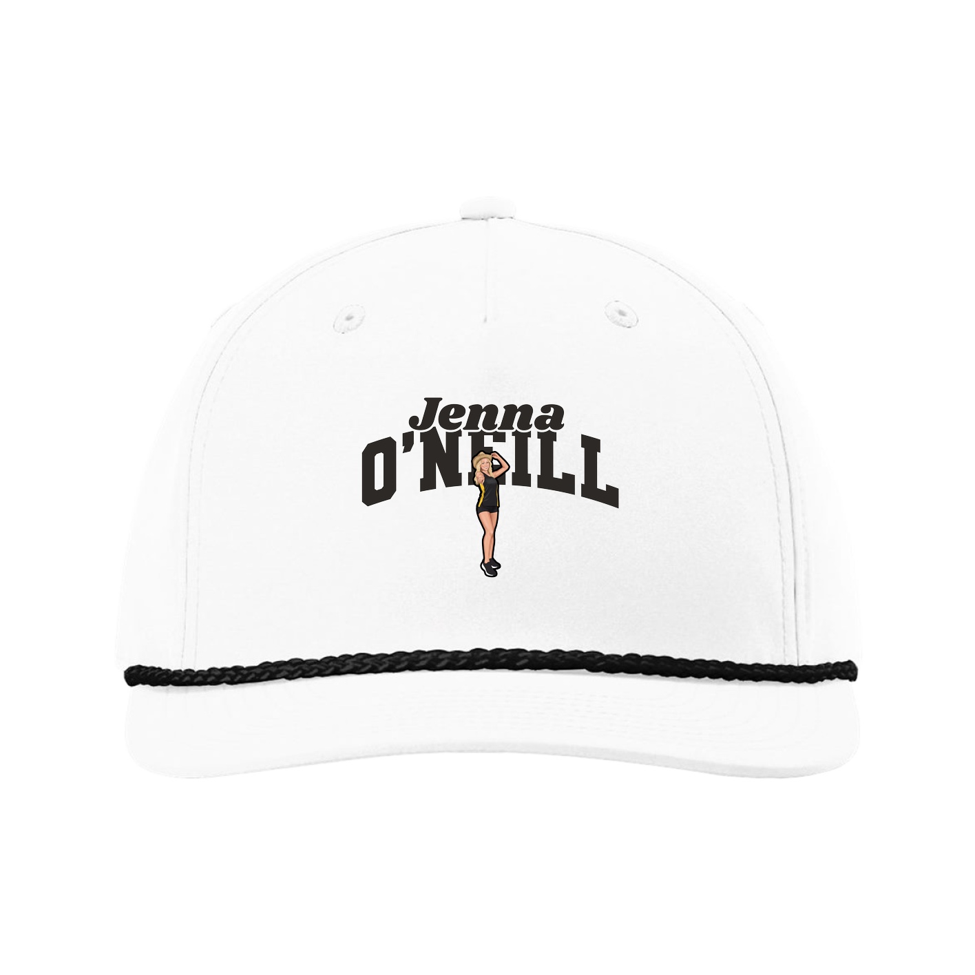 Five-Panel Classic Rope Cap — Signature Arch in White
