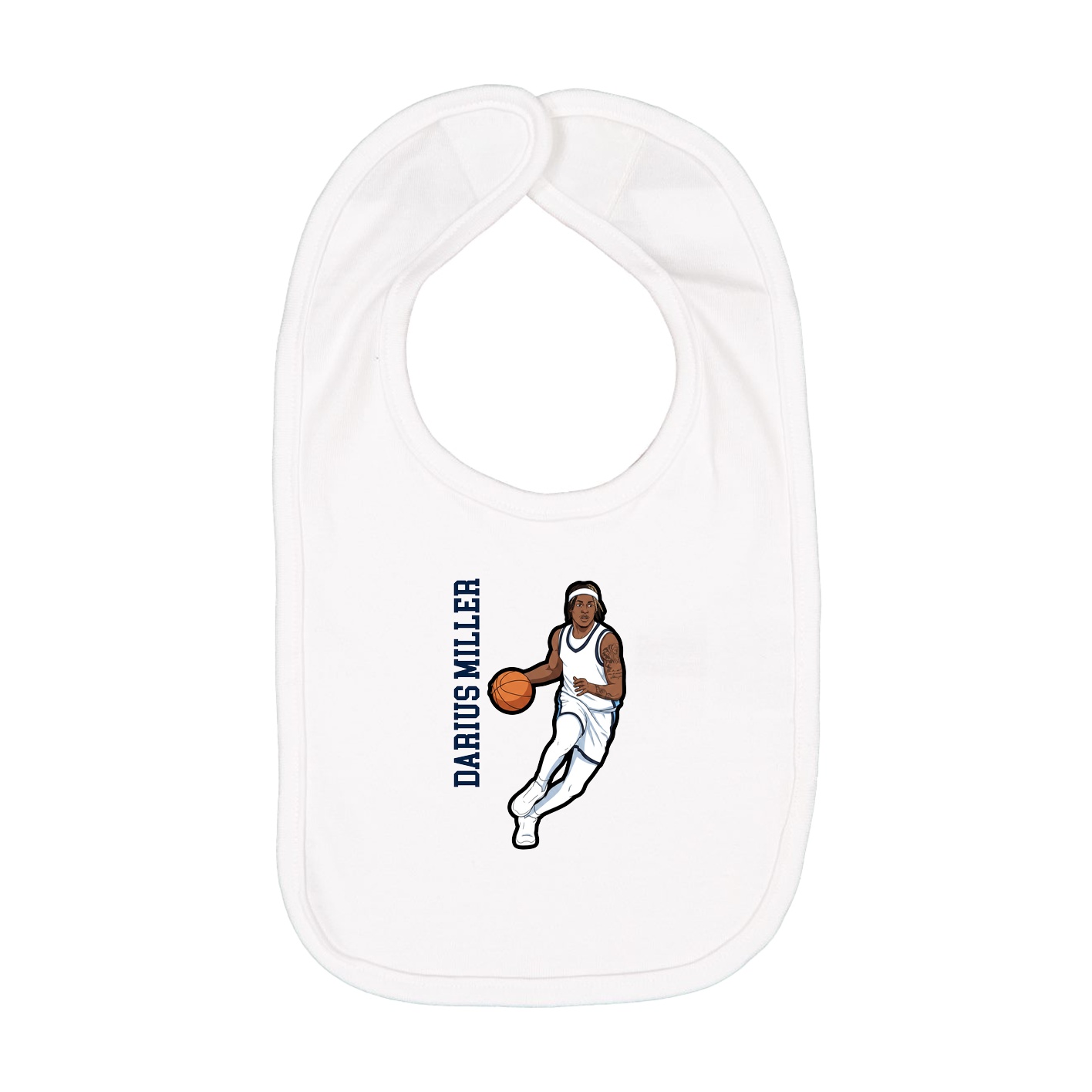 Infant Bib — Name Vertical in White
