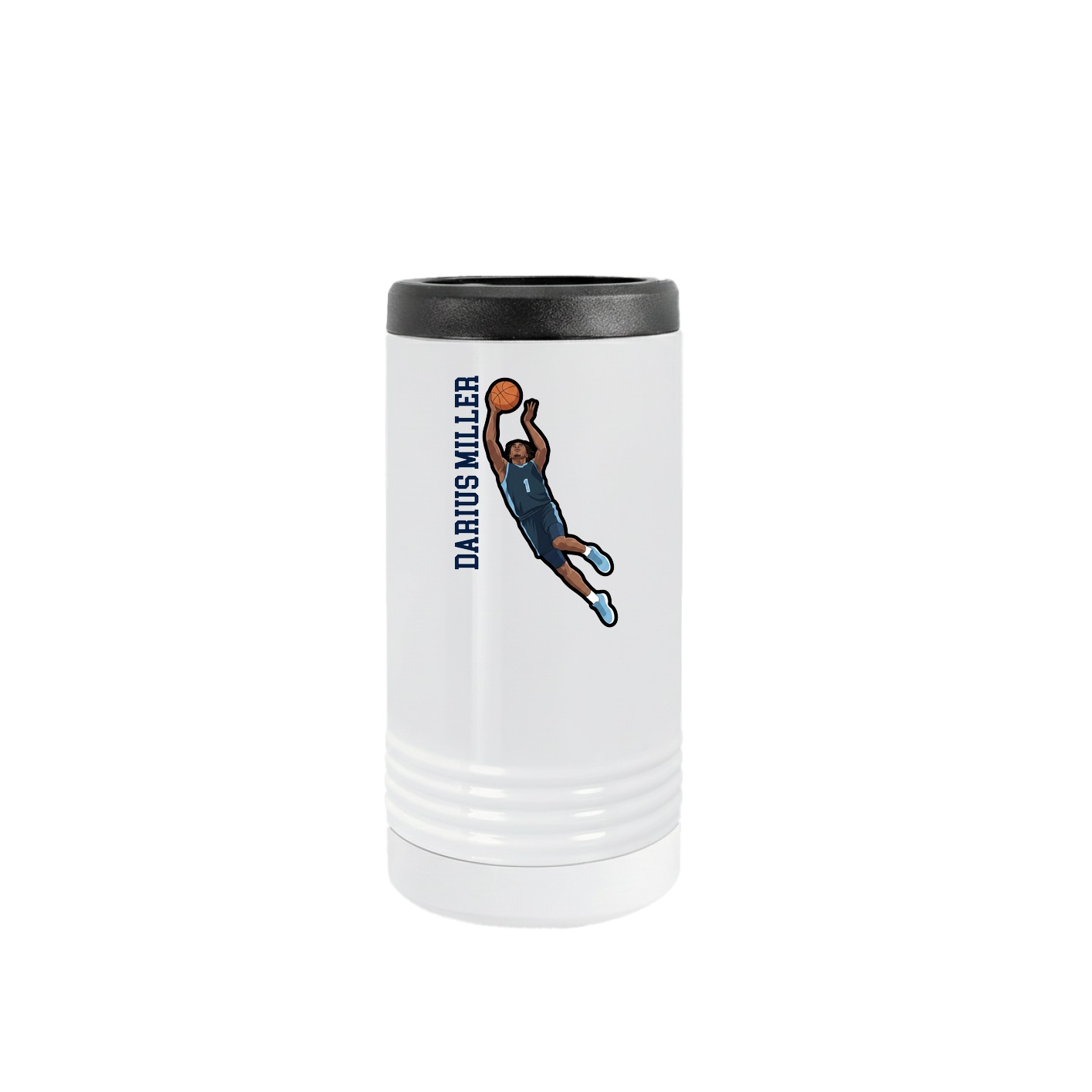 Slim Beverage Holder — Name Vertical in White