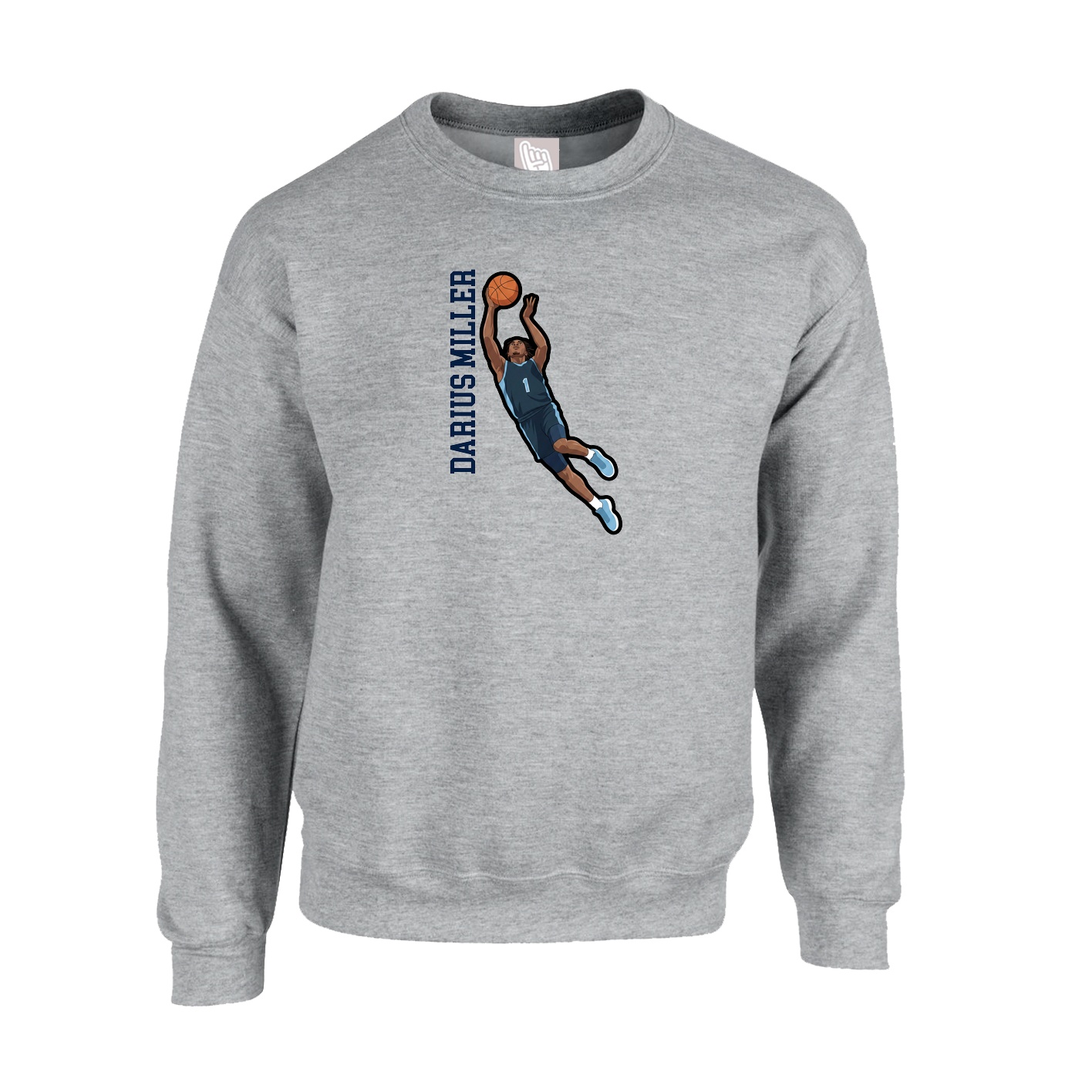 Fleece Crew — Name Vertical in Grey
