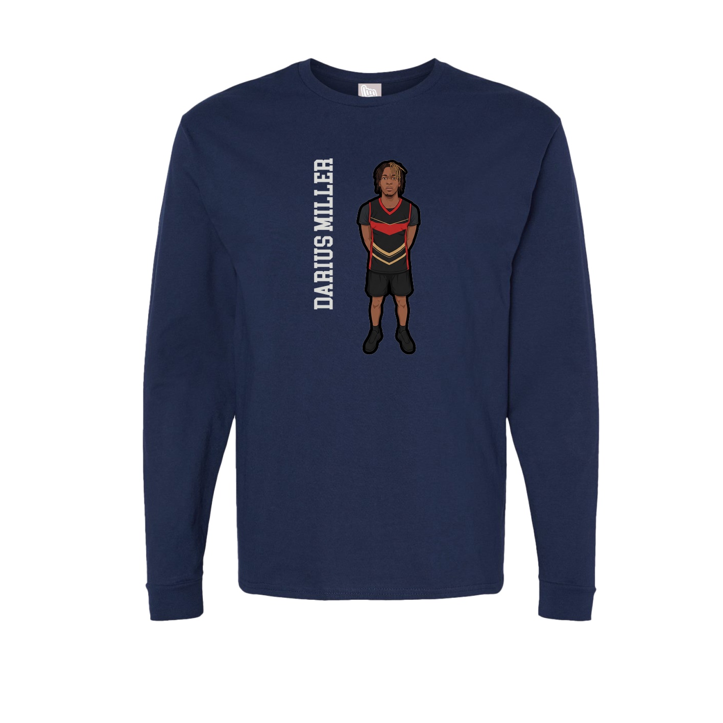 Long Sleeve Tee — Name Vertical in Navy
