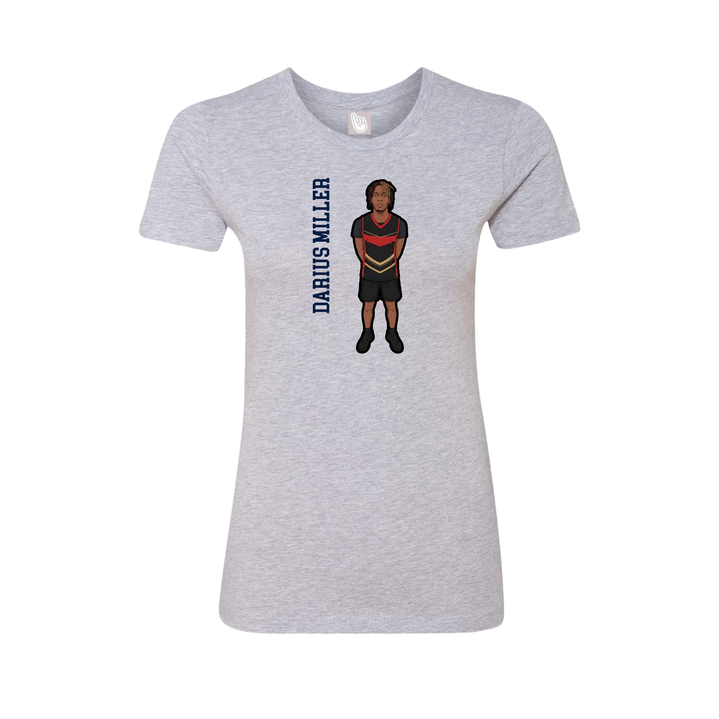 Fitted Women's Tee — Name Vertical in Grey