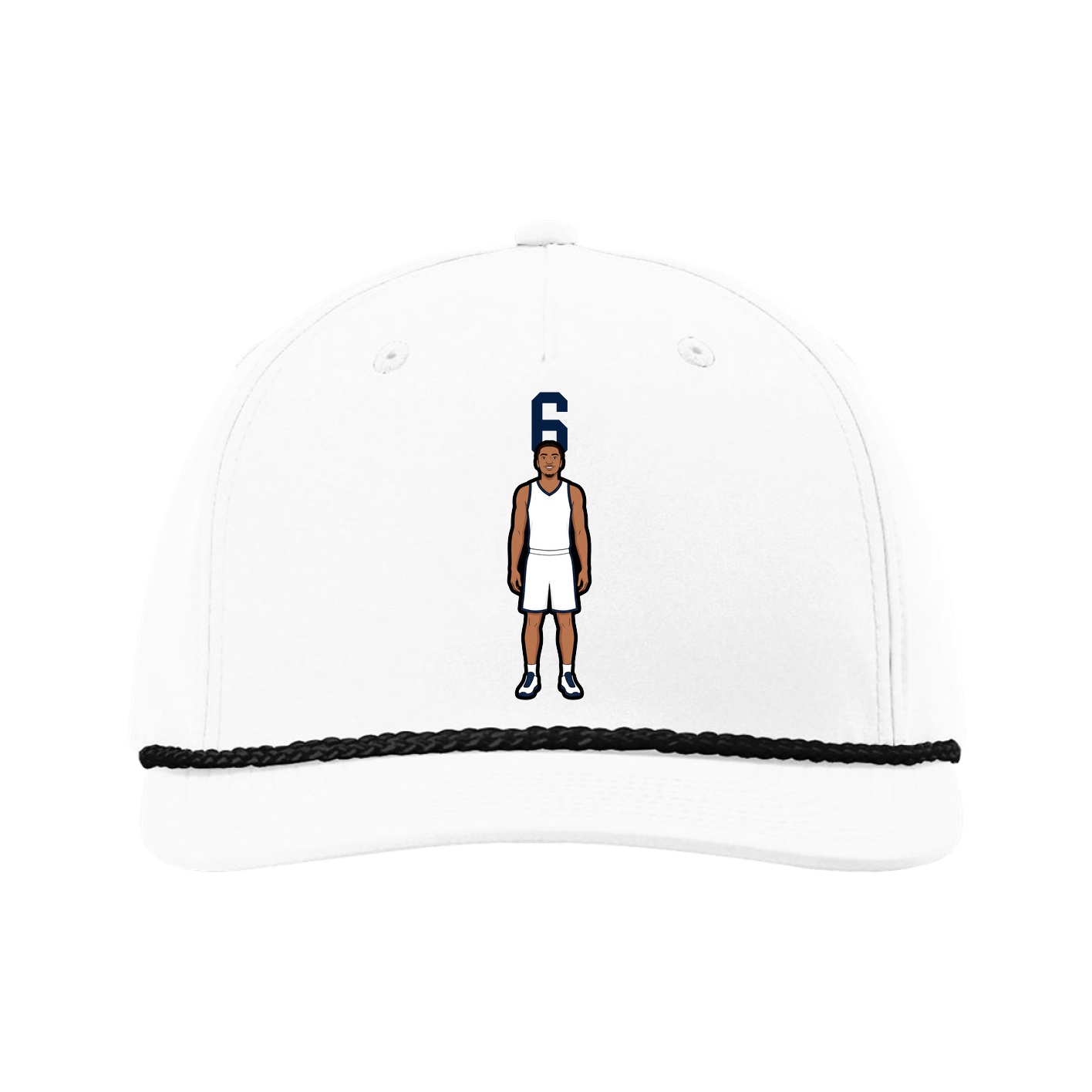 Five-Panel Classic Rope Cap — Number Top in White