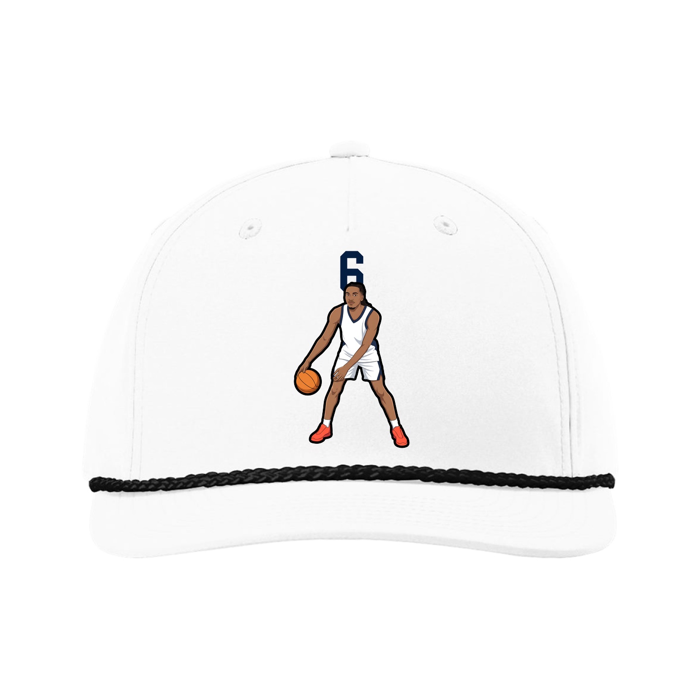Five-Panel Classic Rope Cap — Number Top in White