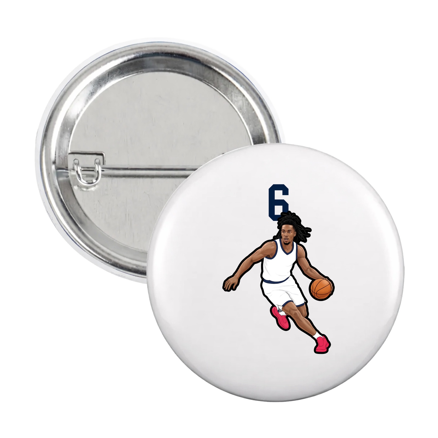 Game Day Button — Number Top in White