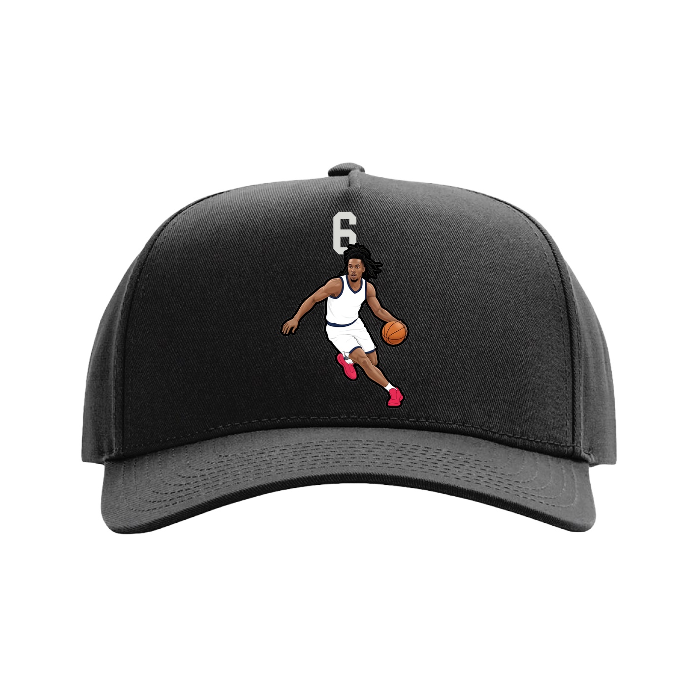 Full Fabric Five-Panel Champ Cap — Number Top in Black