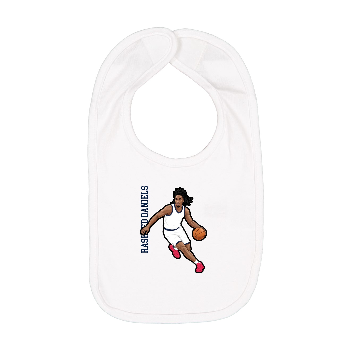 Infant Bib — Name Vertical in White