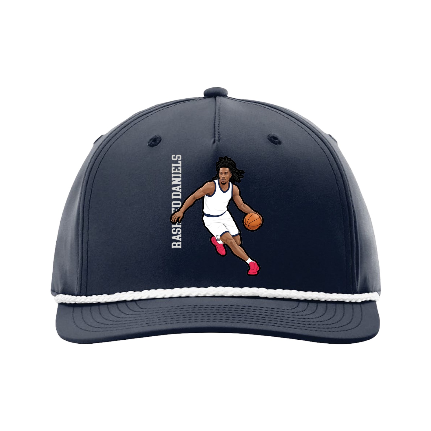 Five-Panel Classic Rope Cap — Name Vertical in Navy