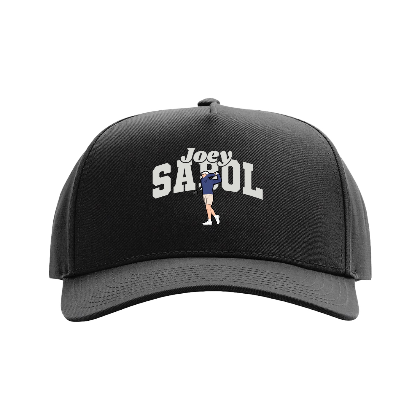 Full Fabric Five-Panel Champ Cap — Signature Arch in Black