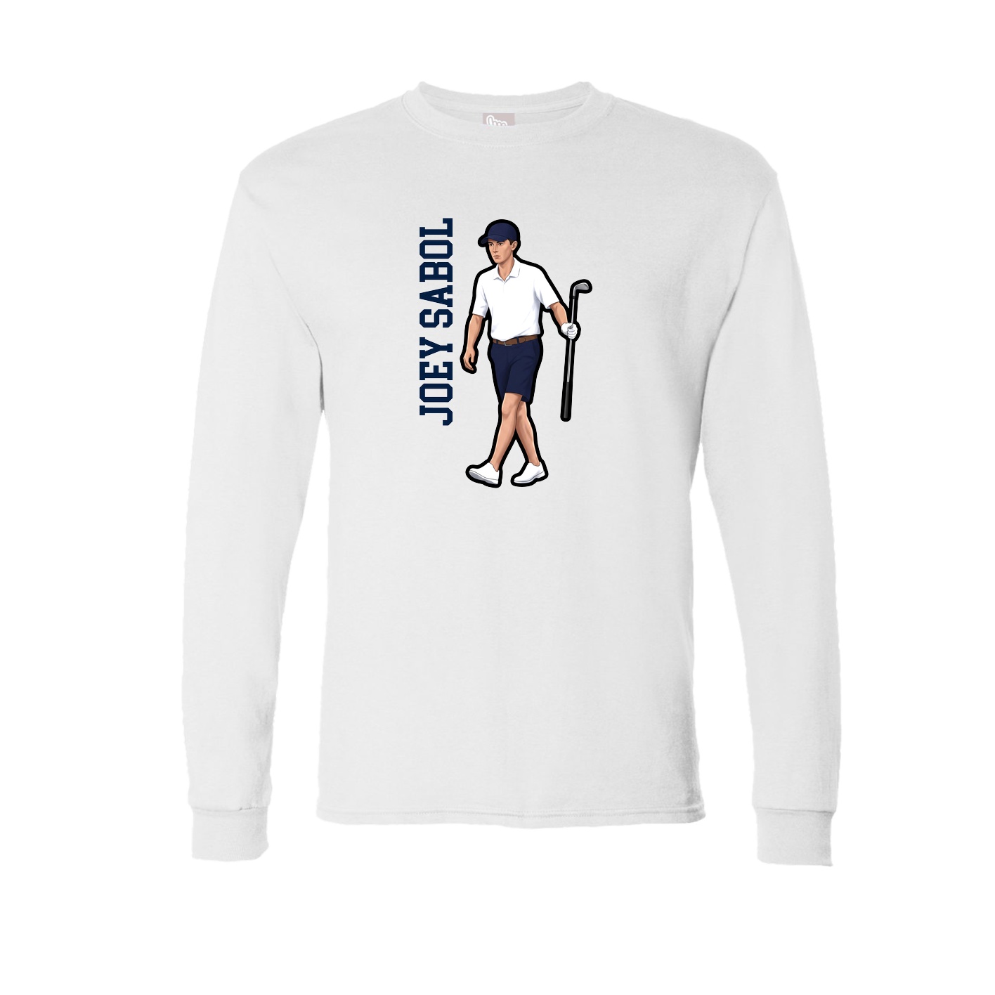Long Sleeve Tee — Name Vertical in White