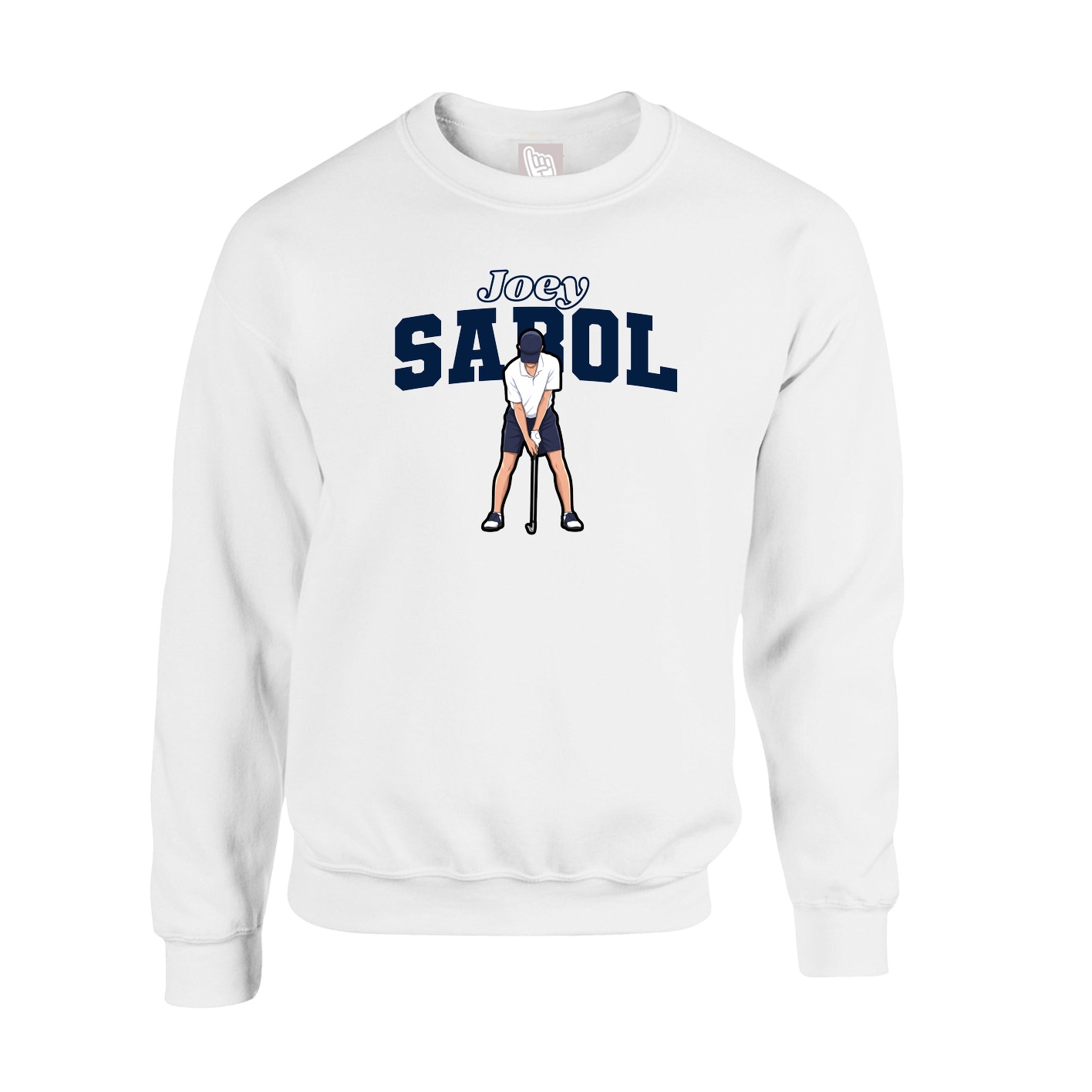 Fleece Crew — Name Arch in White