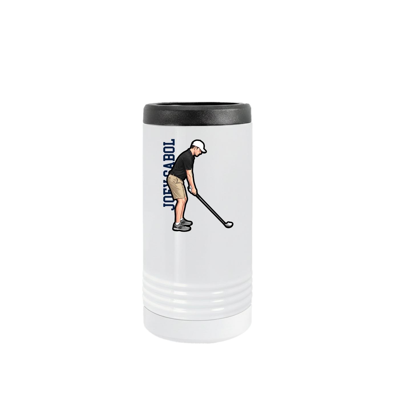 Slim Beverage Holder — Name Vertical in White