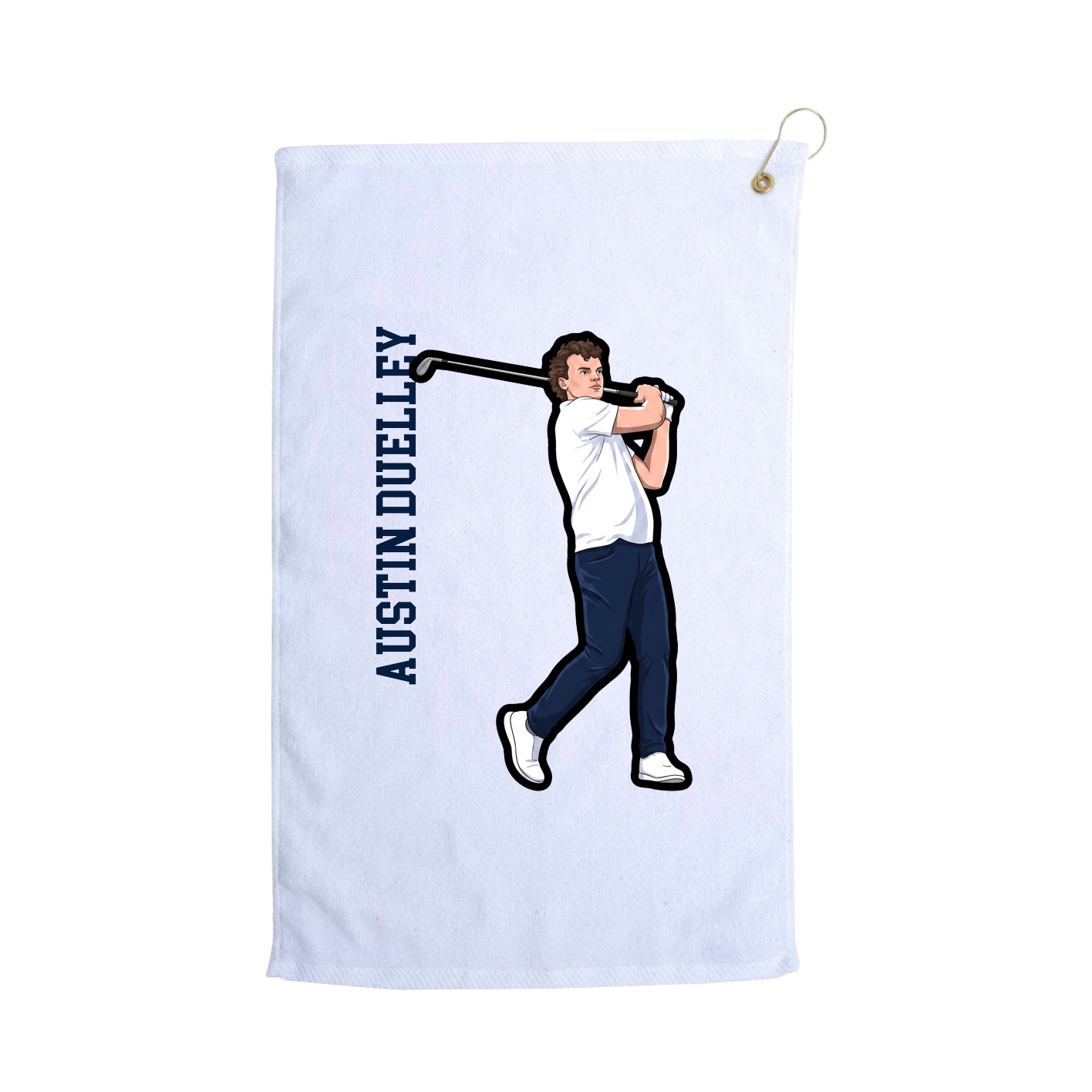 Golf Towel — Name Vertical in White