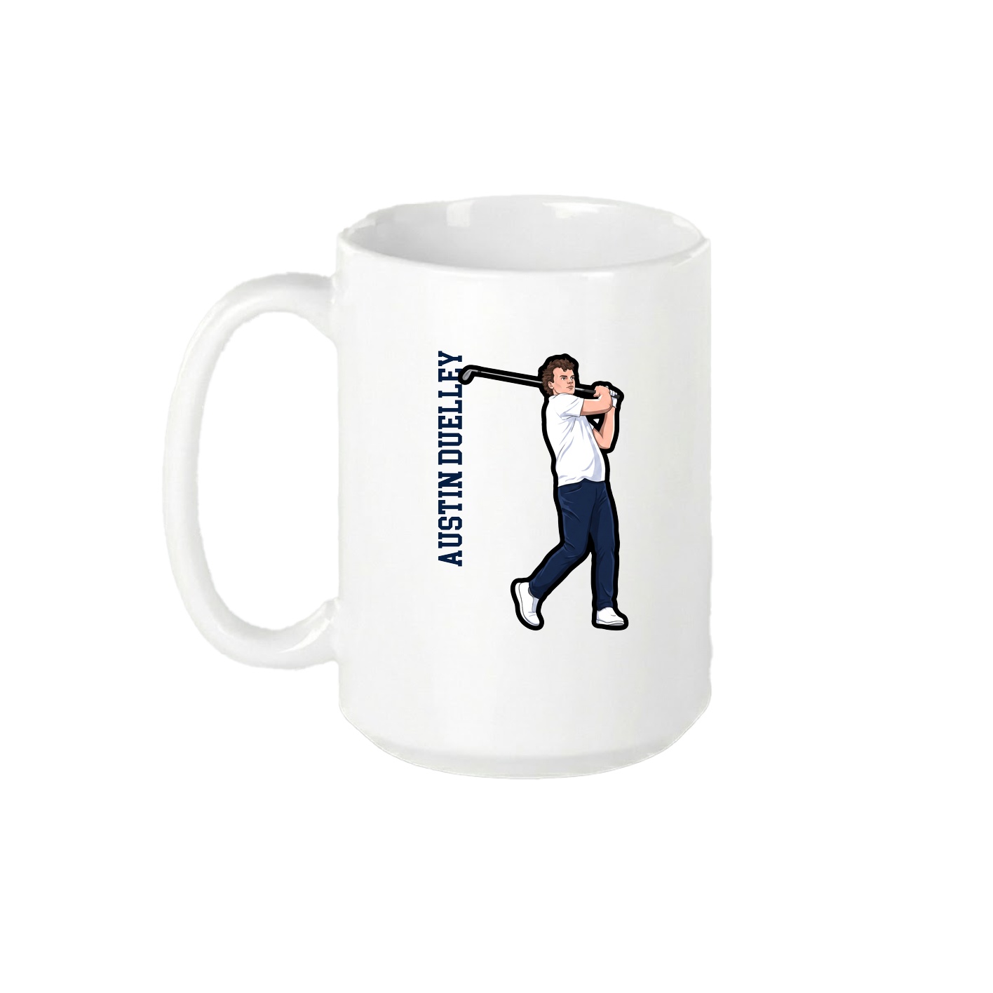 15oz Coffee Mug — Name Vertical in White