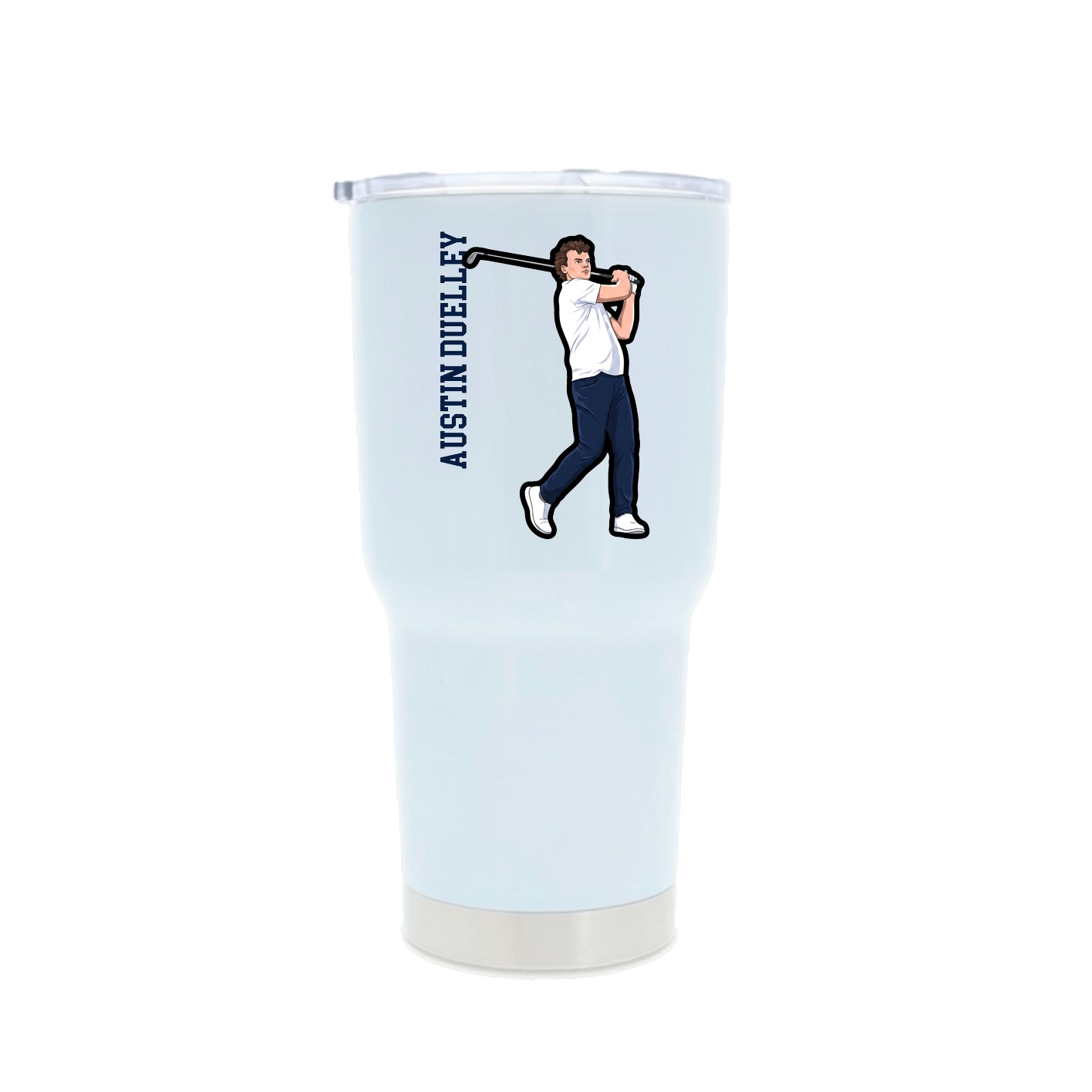 30oz Stainless Steel Tumbler — Name Vertical in White