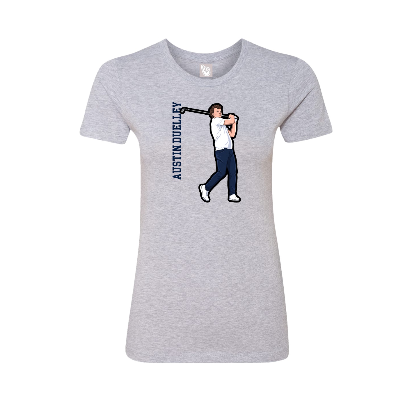 Fitted Women's Tee — Name Vertical in Grey