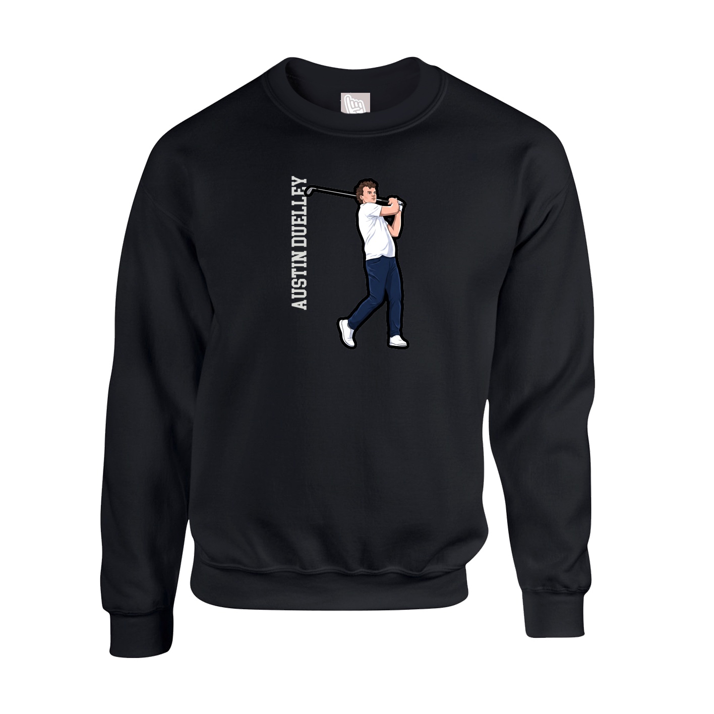 Fleece Crew — Name Vertical in Black