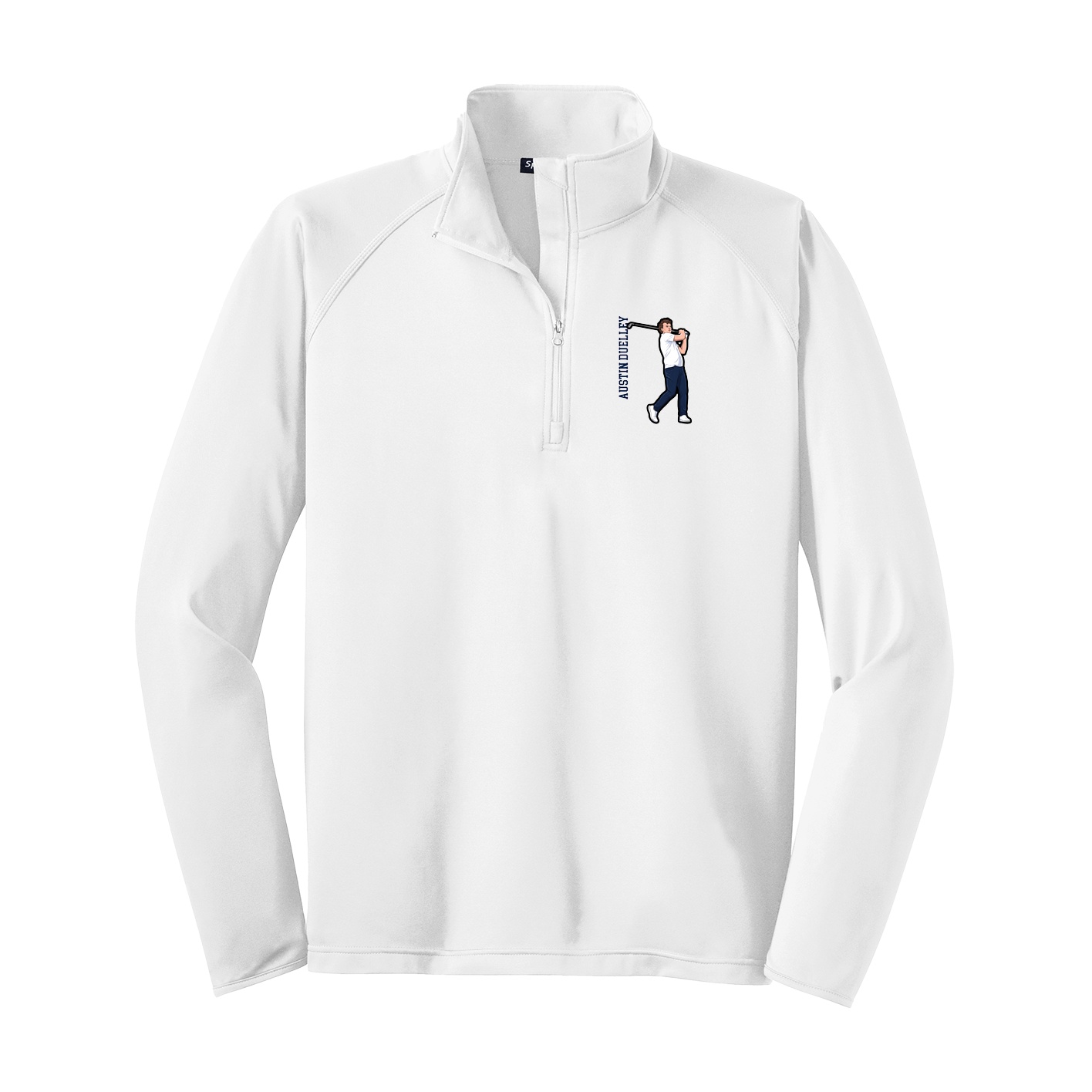 Q-Zip Pullover — Name Vertical in White